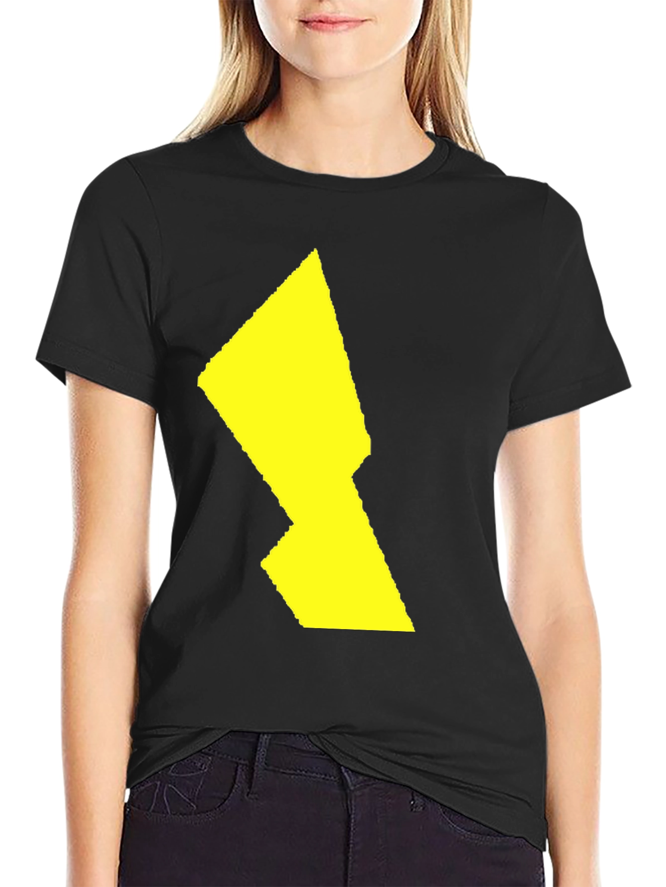Bold Yellow Graphic Print Mens Black Tee
