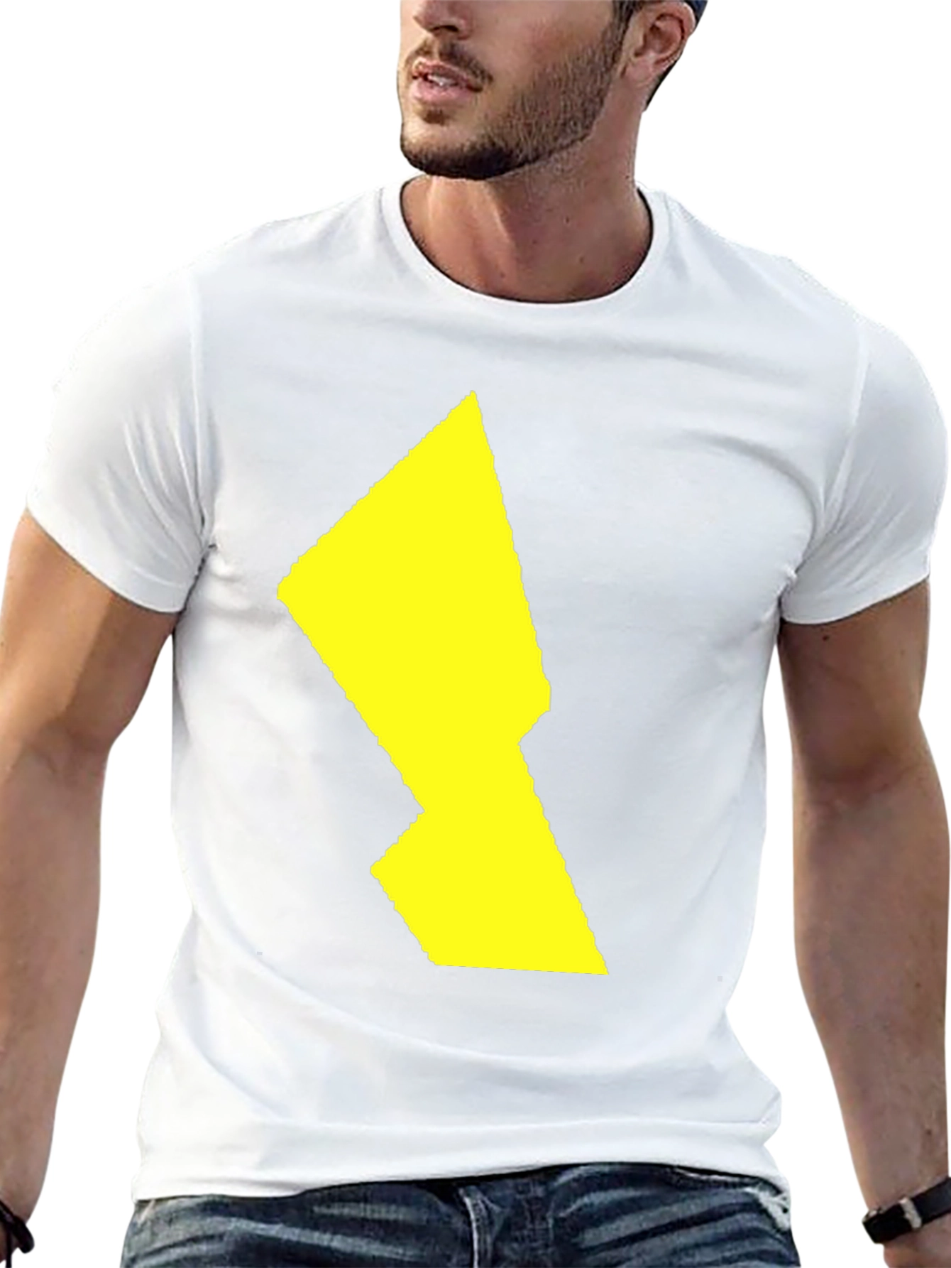Bold Yellow Graphic Print Mens Black Tee