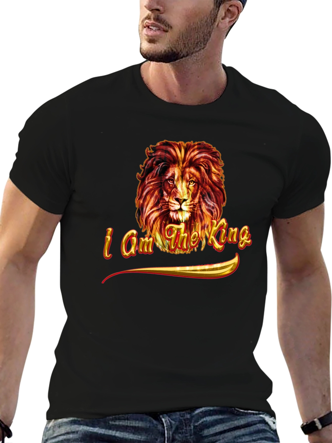 I am the King Lion Graphic Tee - Black