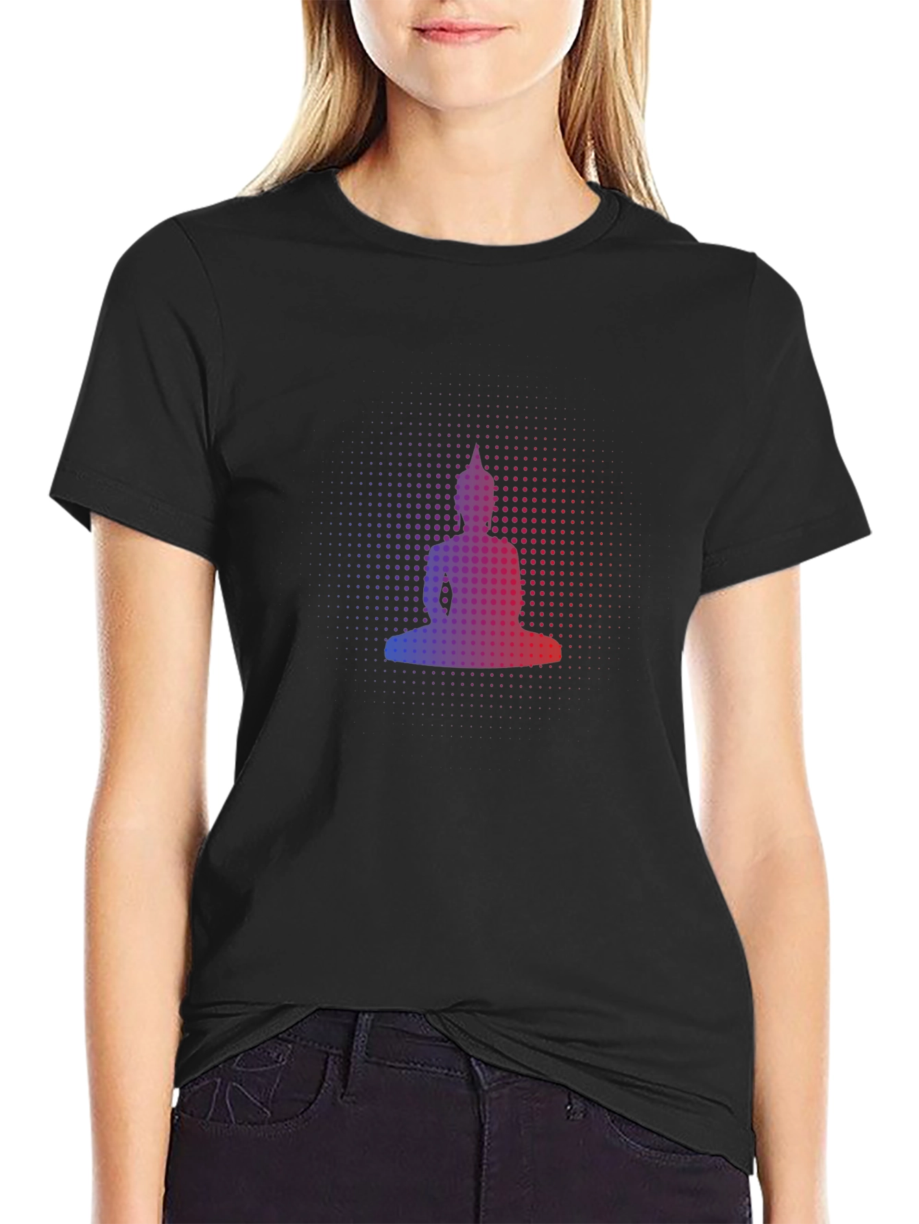 Buddha Silhouette Graphic Black T-Shirt