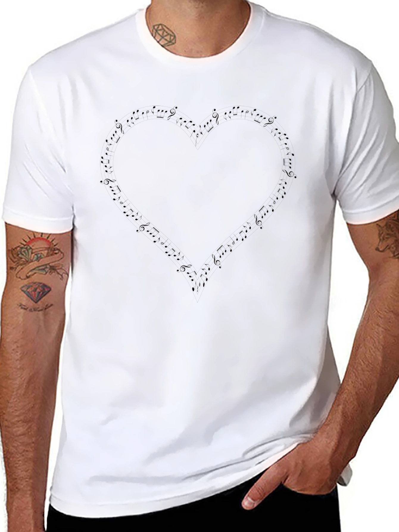 Musical Heart Graphic Black T-Shirt