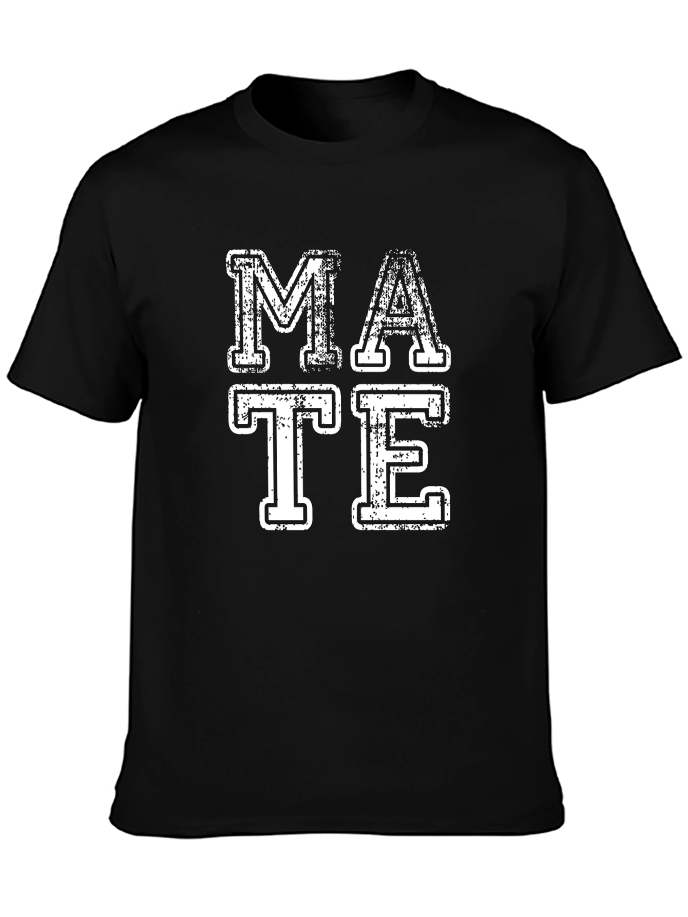 Retro MATE Graphic Print Black Crew Neck T-Shirt