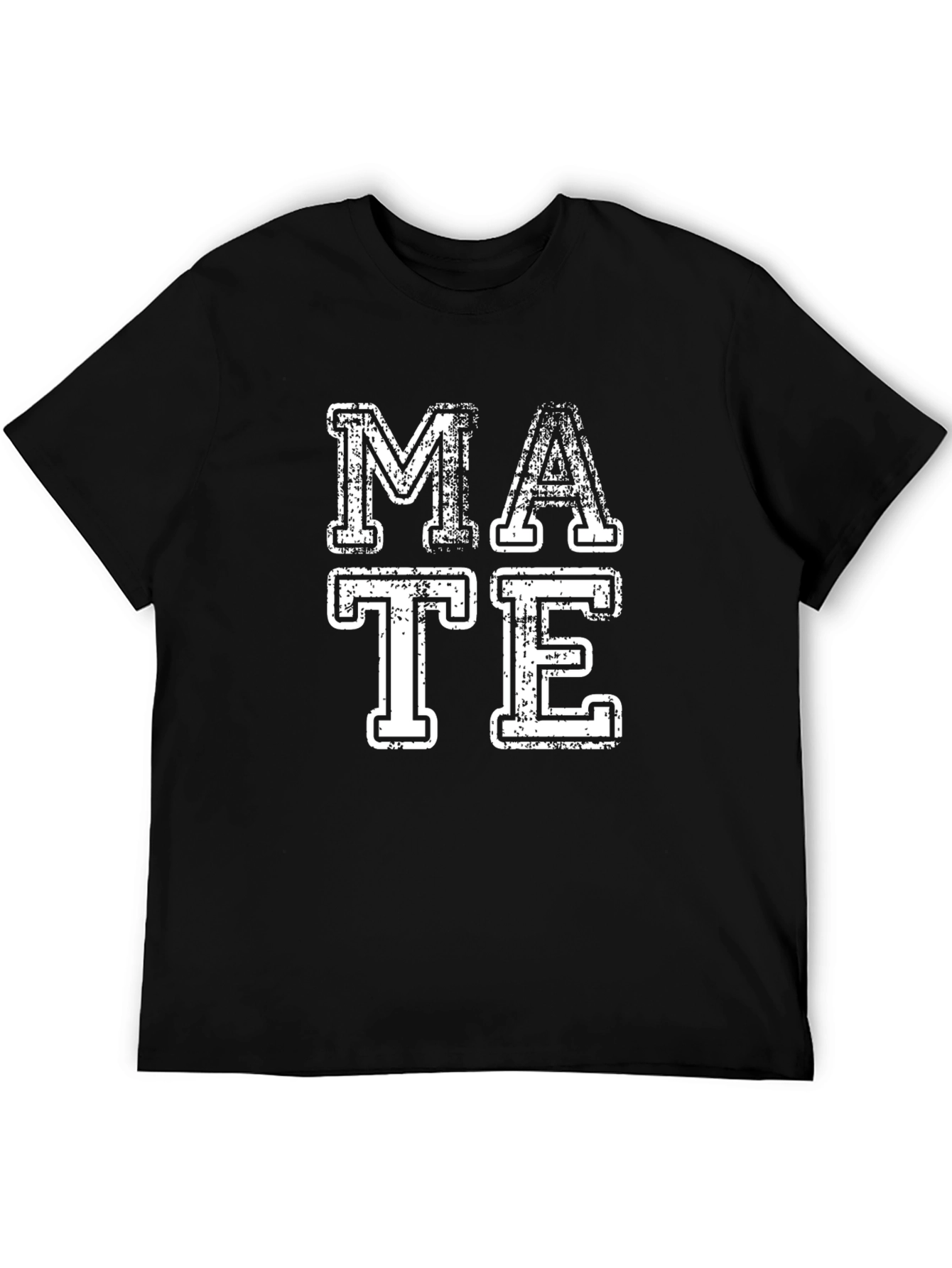 Retro MATE Graphic Print Black Crew Neck T-Shirt