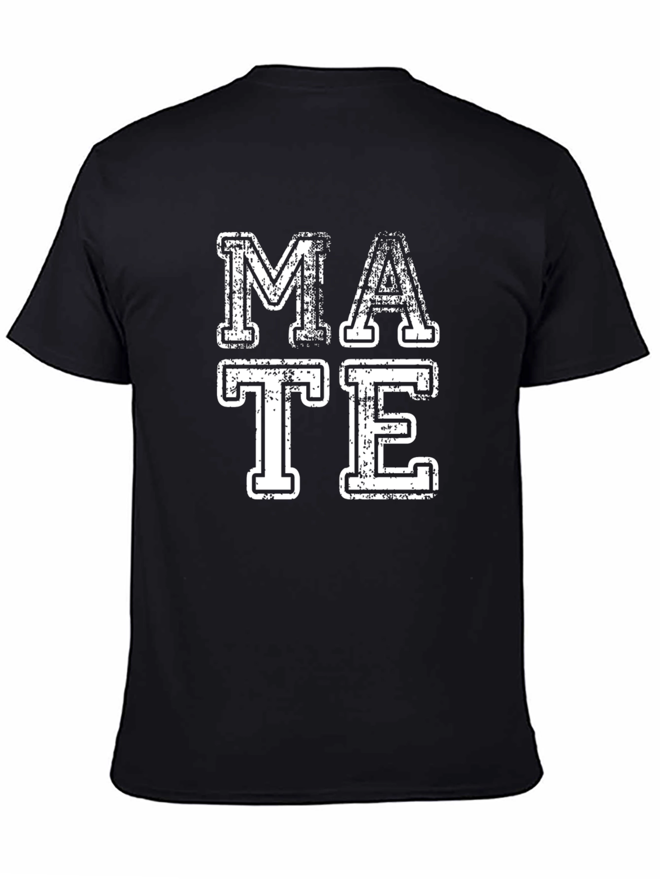Retro MATE Graphic Print Black Crew Neck T-Shirt