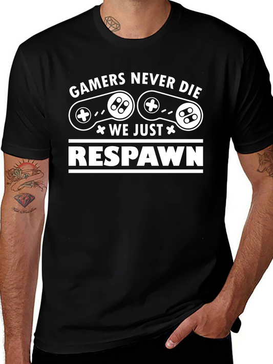 Gamer Never Die Respawn Black T-Shirt