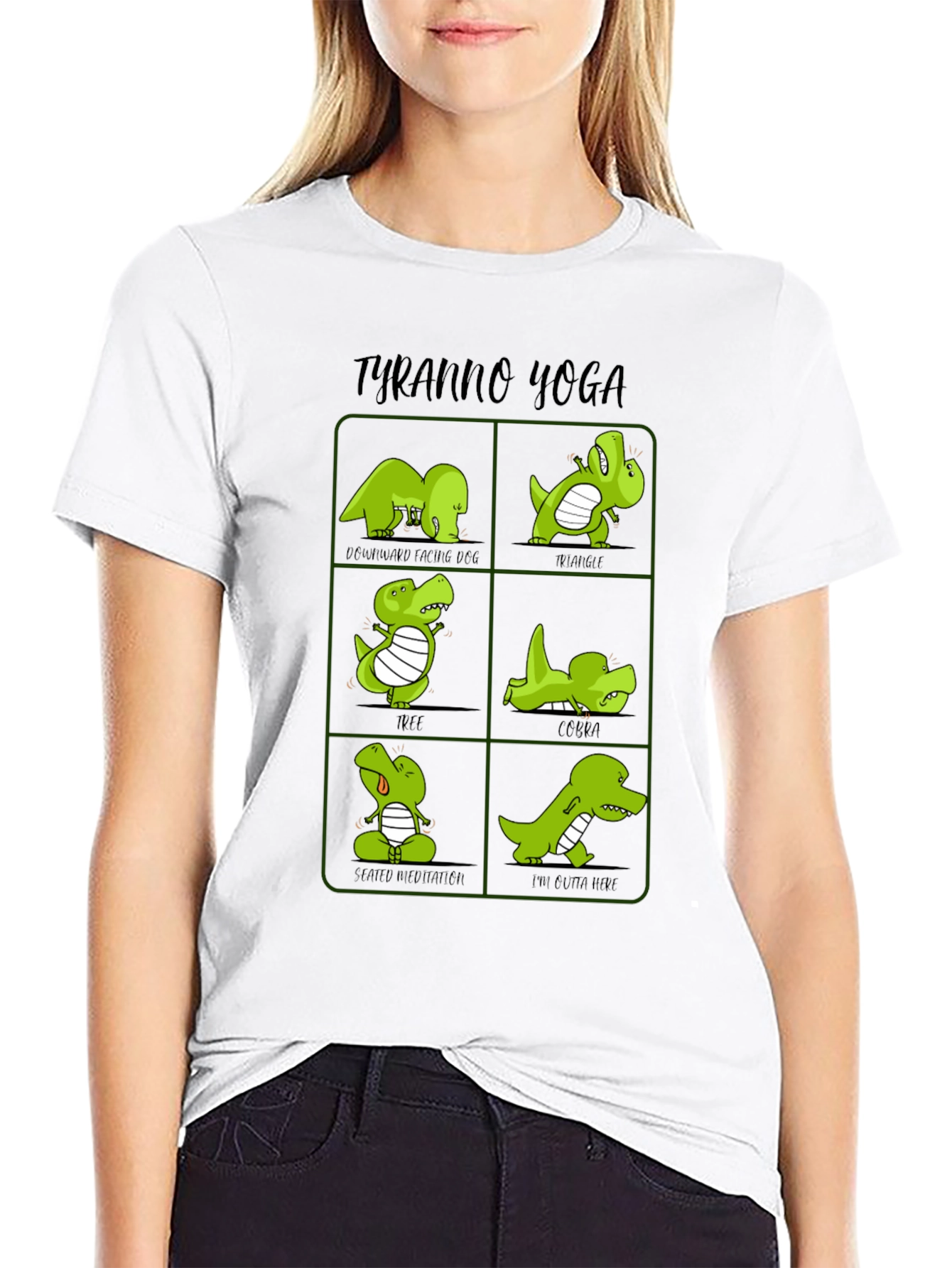 Tyranno Yoga T-Shirt Dinosaur Yoga Poses Tee