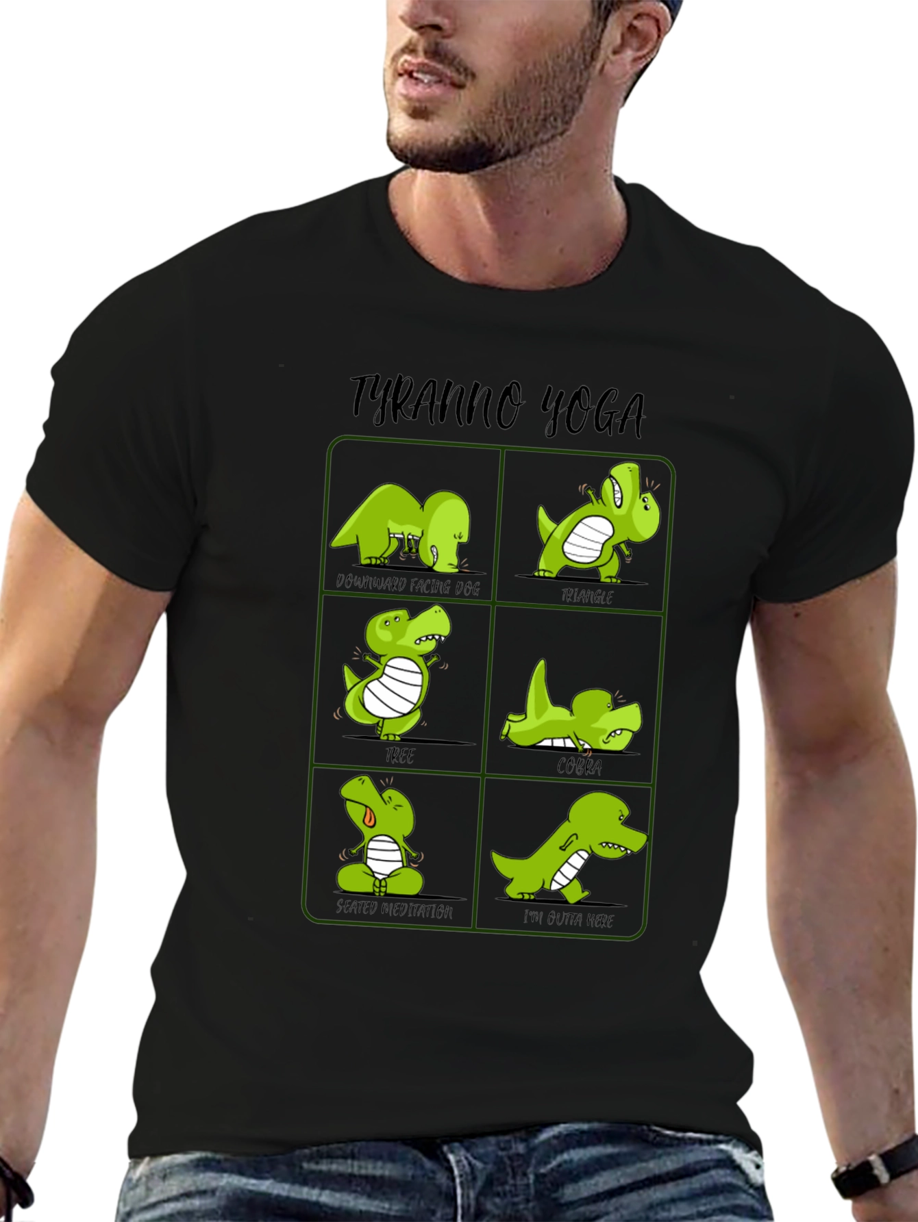 Tyranno Yoga T-Shirt Dinosaur Yoga Poses Tee