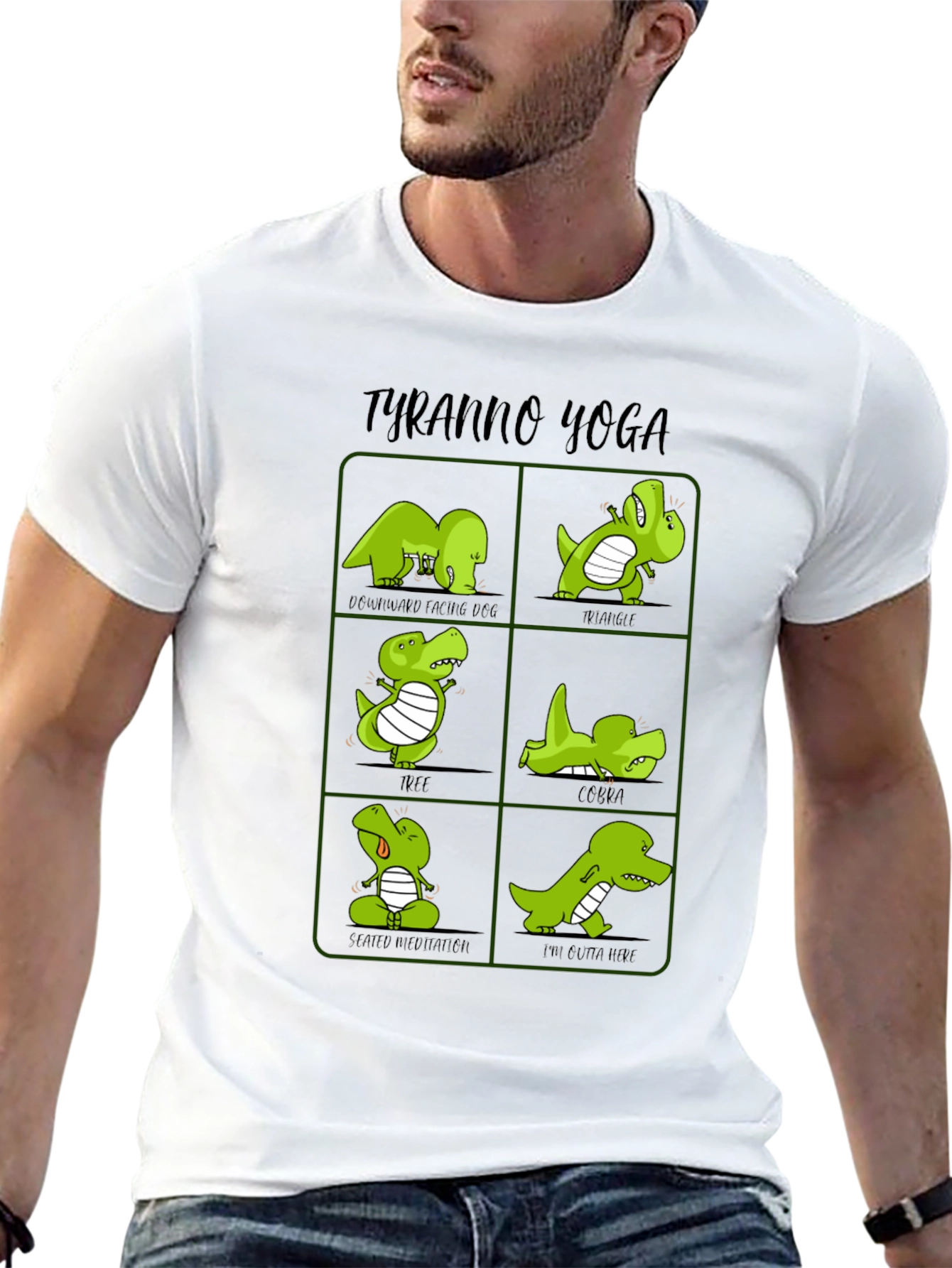 Tyranno Yoga T-Shirt Dinosaur Yoga Poses Tee