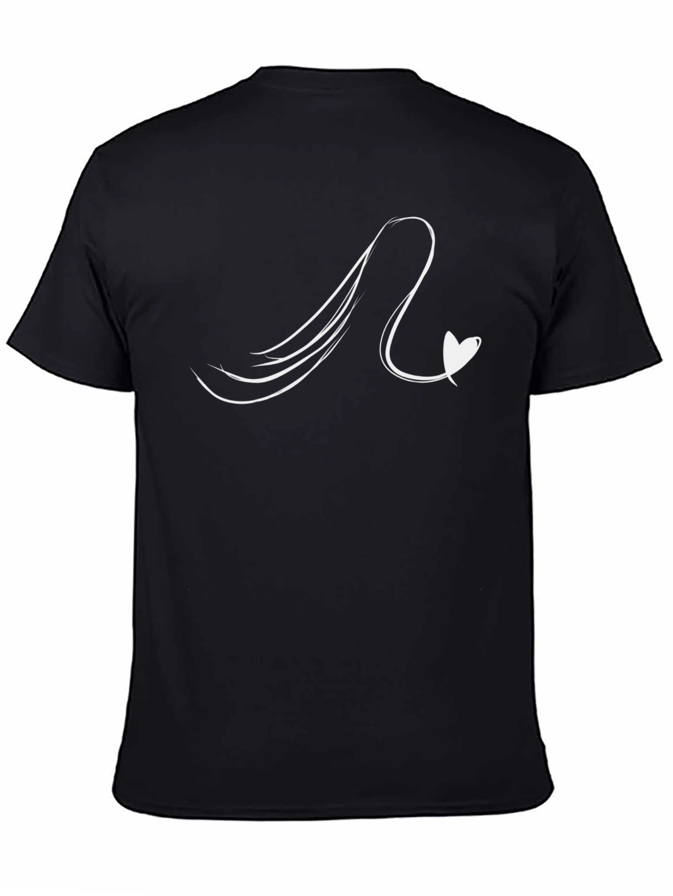 Mens Black Tee with Heart Wave Design