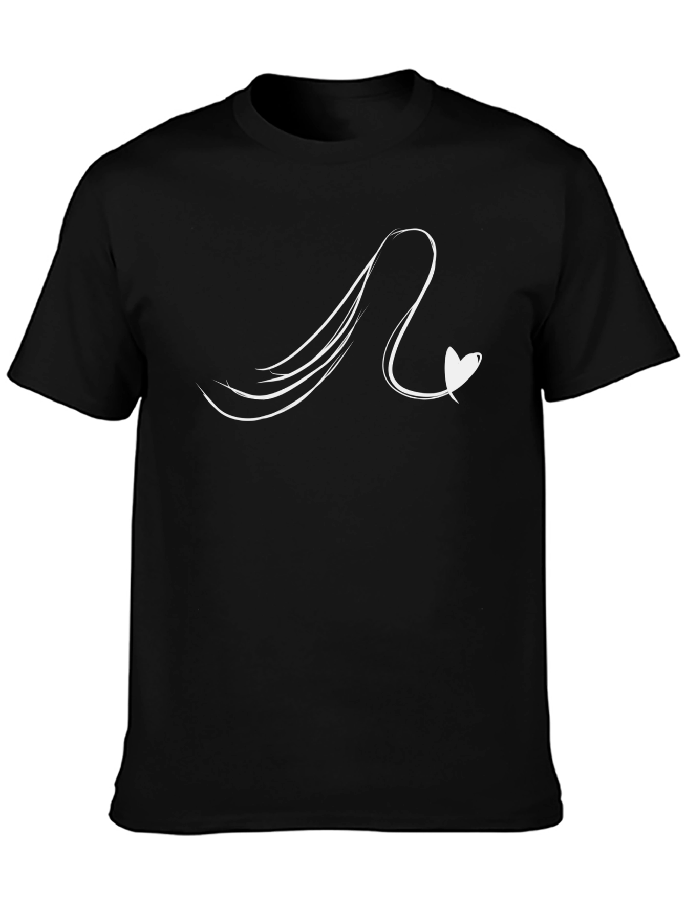 Mens Black Tee with Heart Wave Design