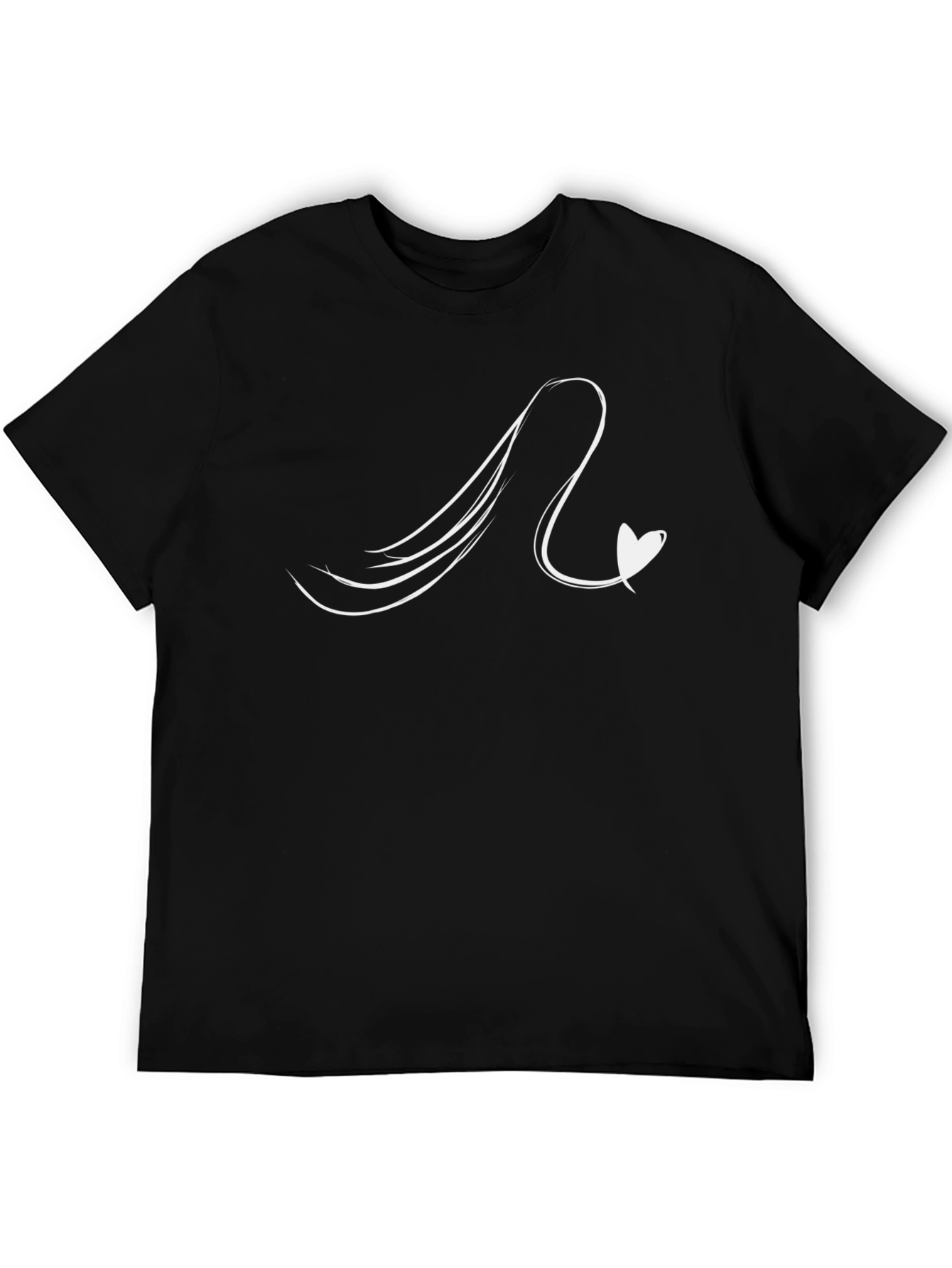 Mens Black Tee with Heart Wave Design