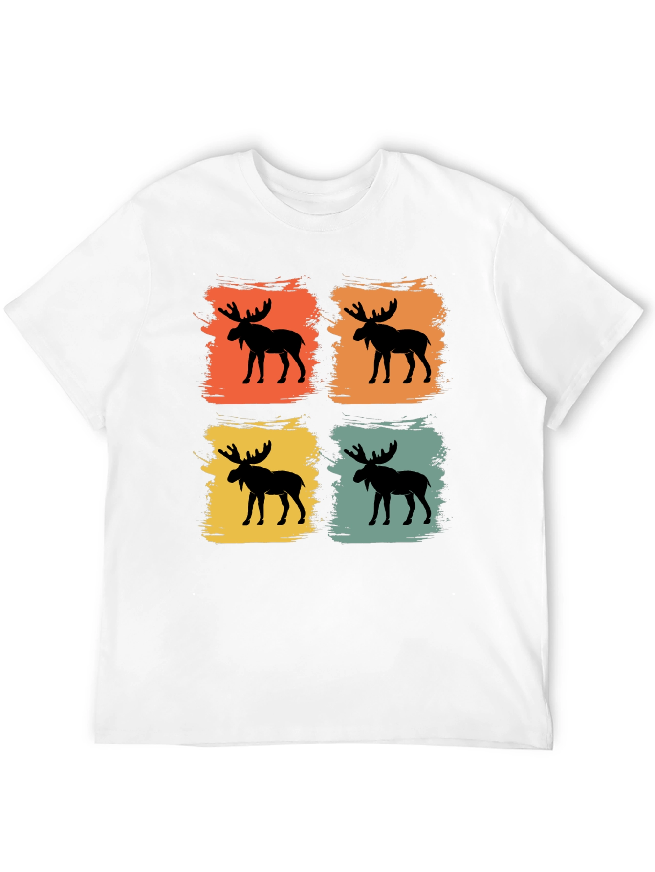 Retro Moose Graphic Tee - Black Cotton Blend Shirt