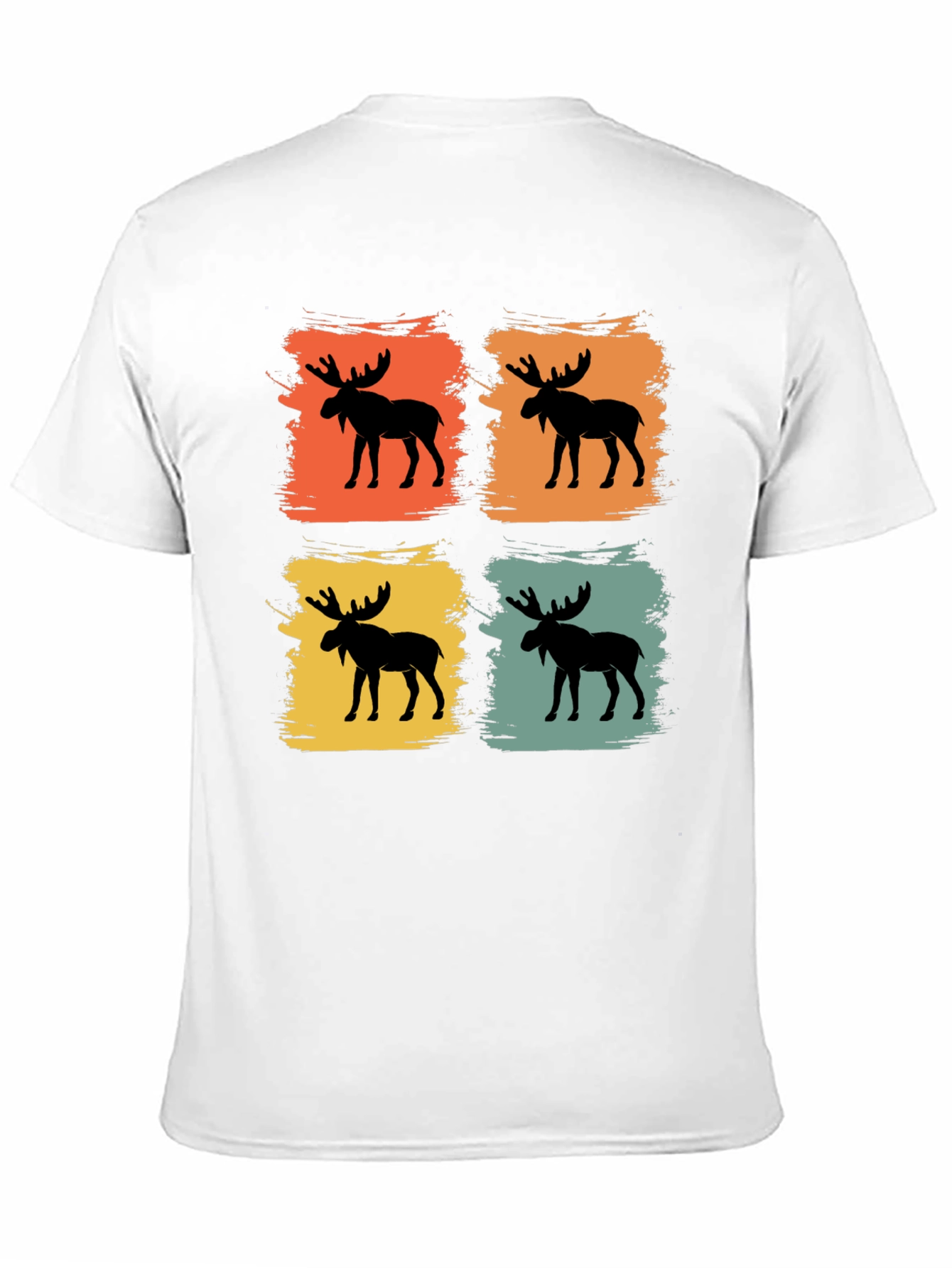 Retro Moose Graphic Tee - Black Cotton Blend Shirt