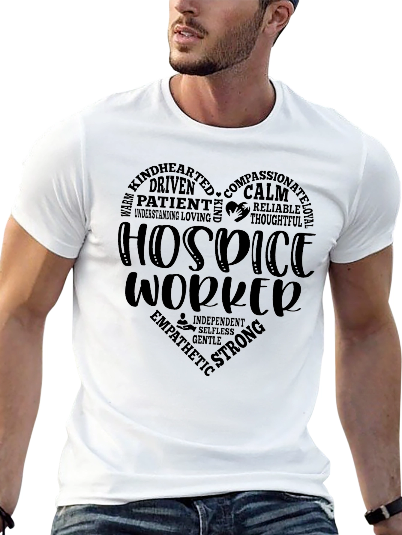 Hospice Worker Heart Graphic Tee - Black