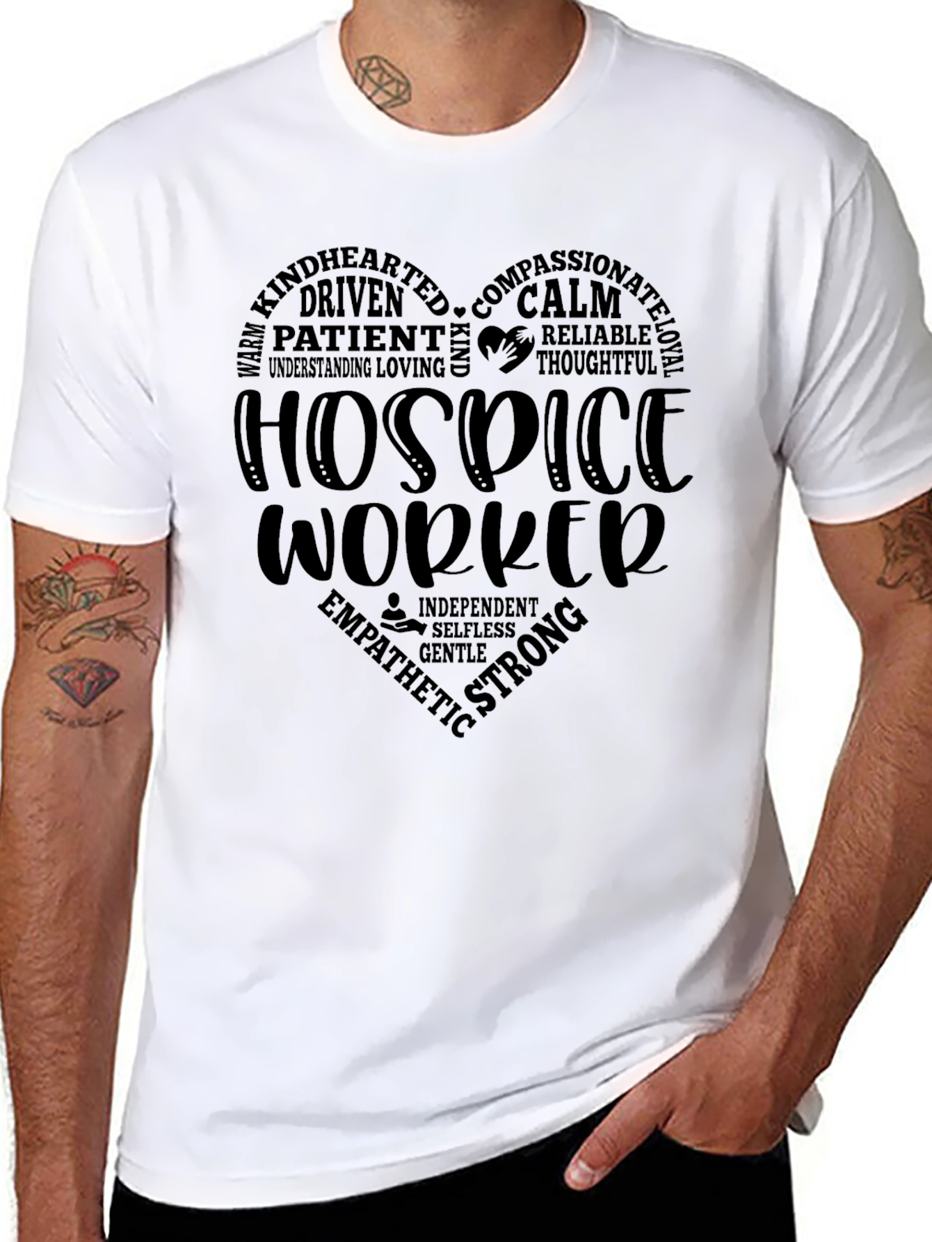 Hospice Worker Heart Graphic Tee - Black