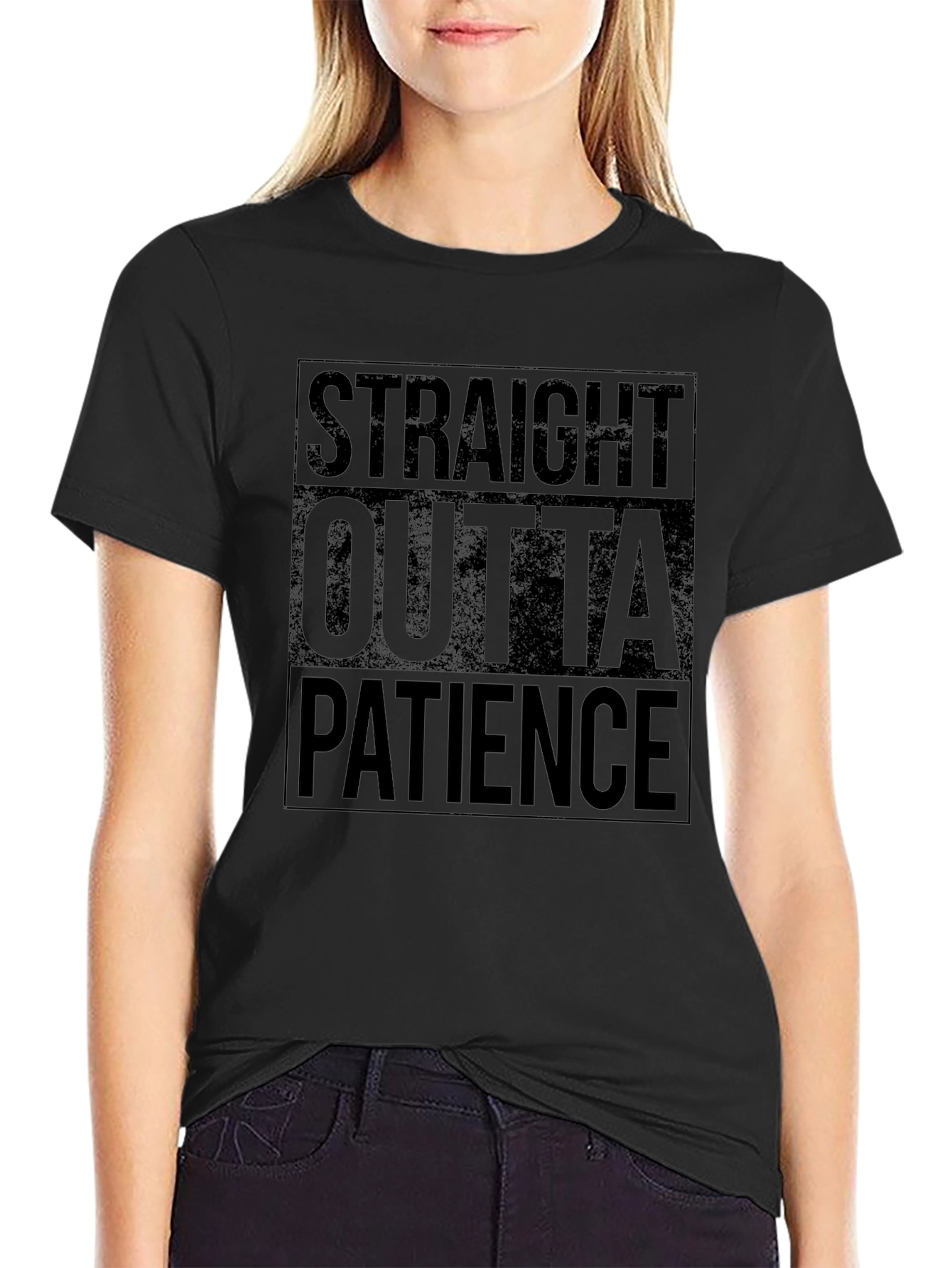 Straight Outta Patience Black Graphic T-Shirt