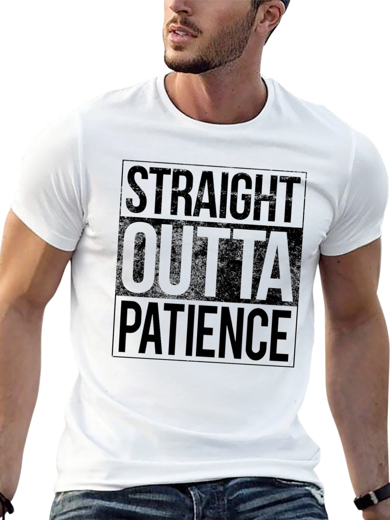 Straight Outta Patience Black Graphic T-Shirt