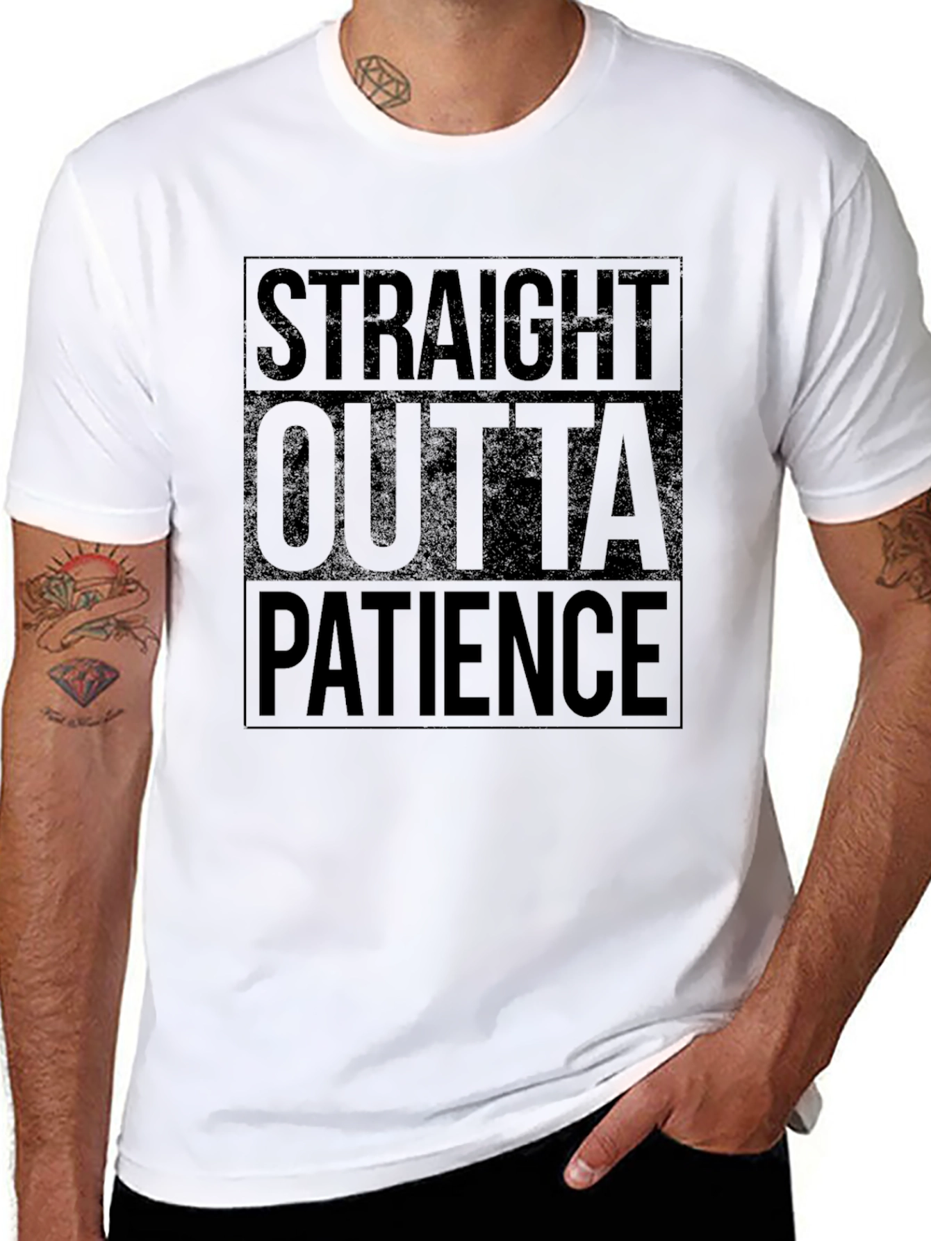 Straight Outta Patience Black Graphic T-Shirt
