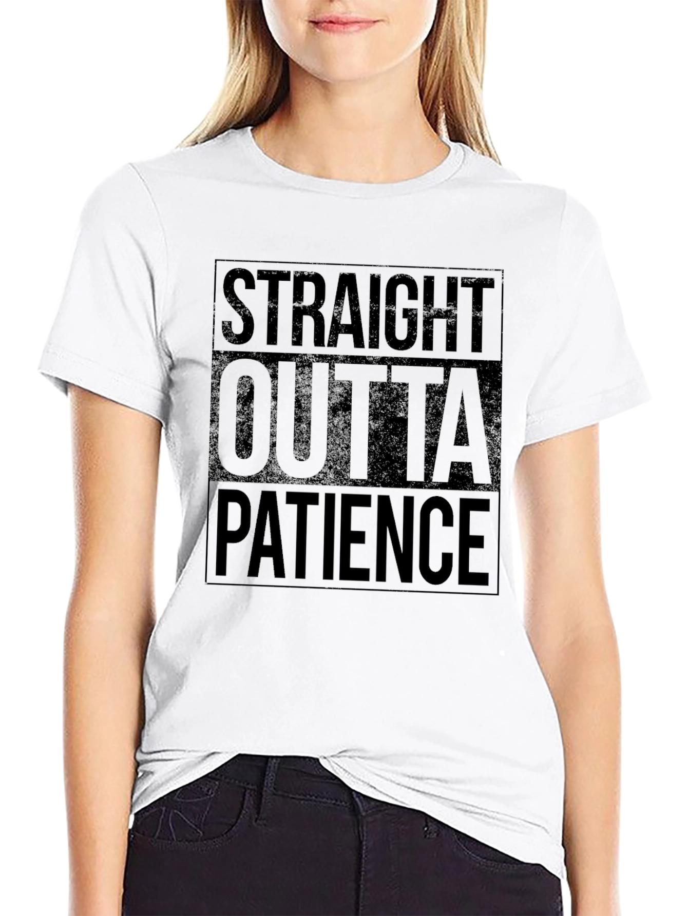 Straight Outta Patience Black Graphic T-Shirt