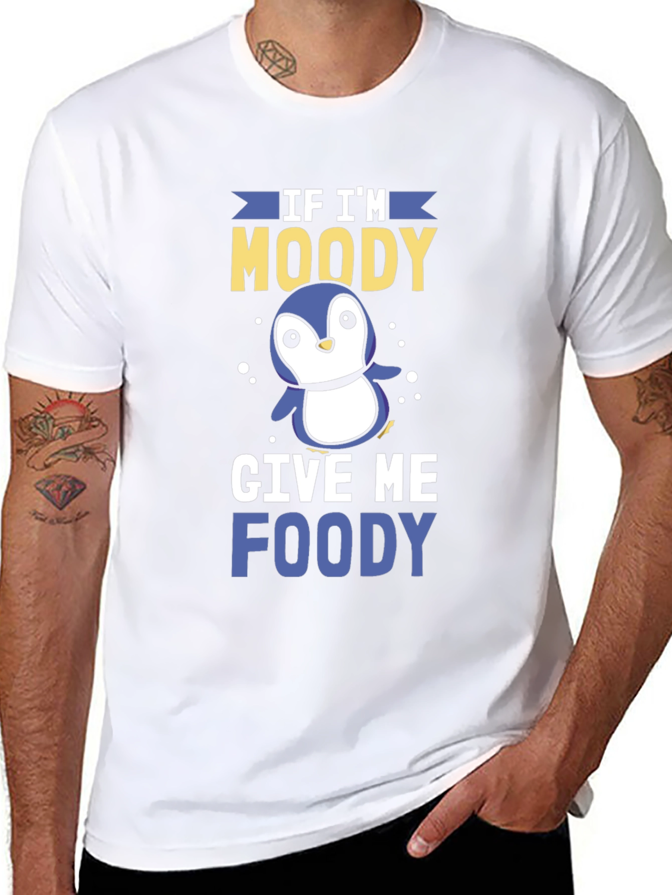 Moody Penguin Graphic Tee - Mens Black T-Shirt