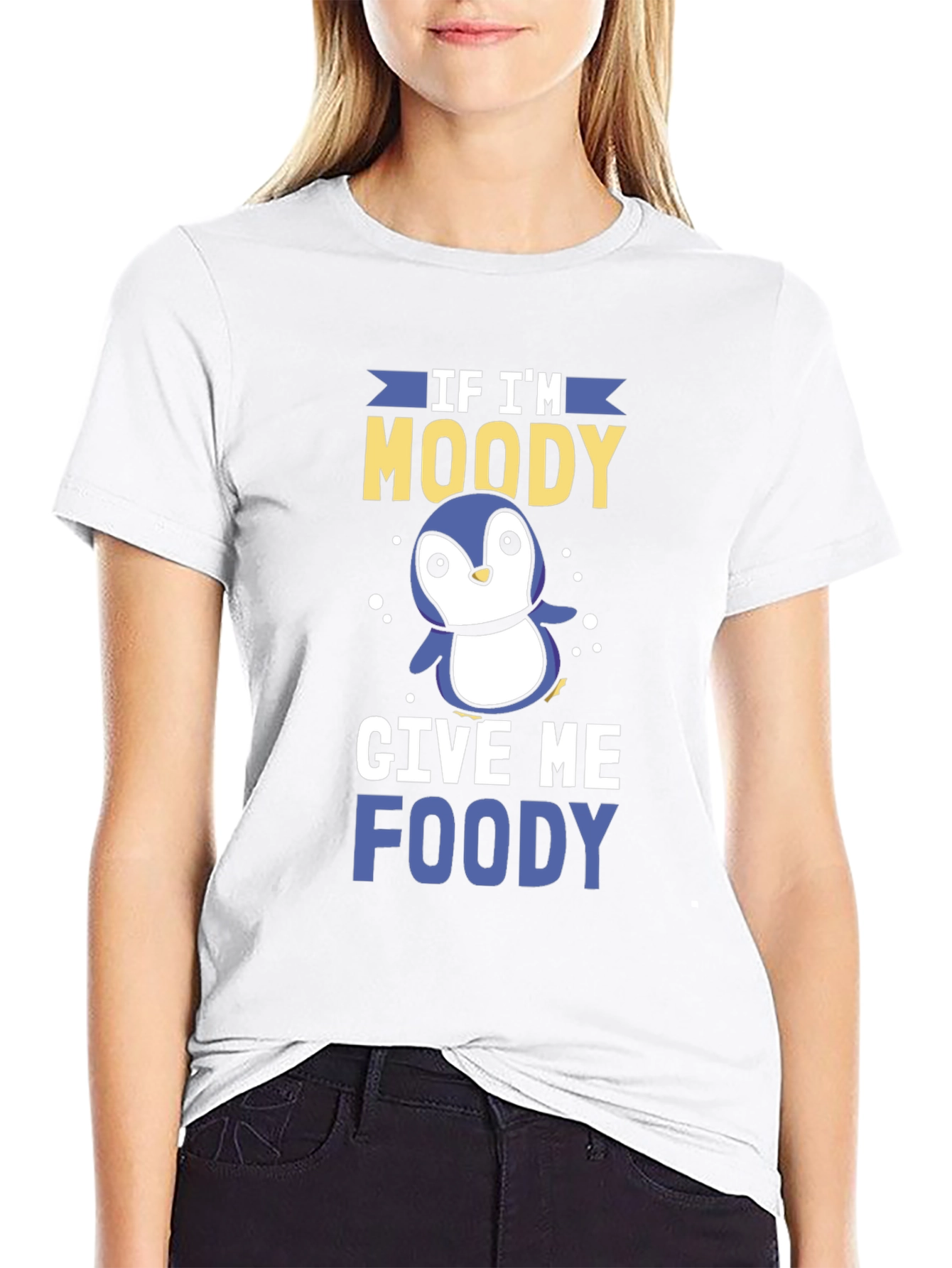 Moody Penguin Graphic Tee - Mens Black T-Shirt