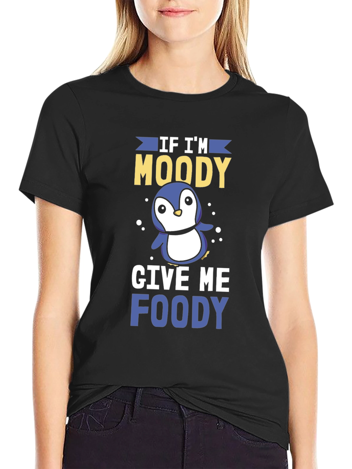 Moody Penguin Graphic Tee - Mens Black T-Shirt