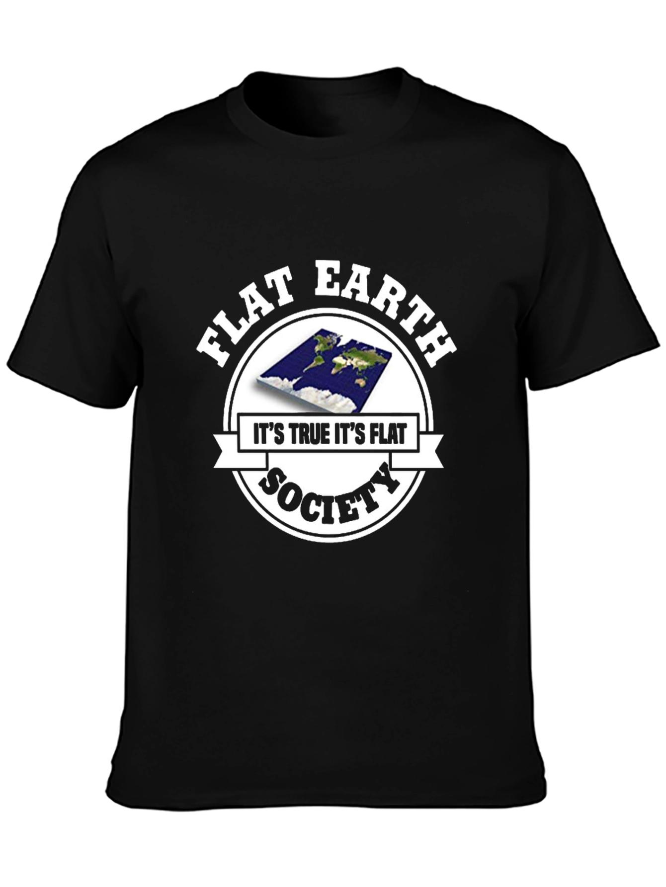 Flat Earth Society Mens Black T-Shirt