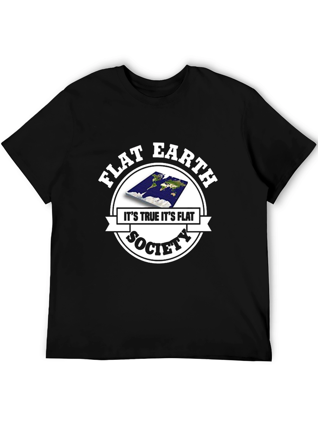 Flat Earth Society Mens Black T-Shirt