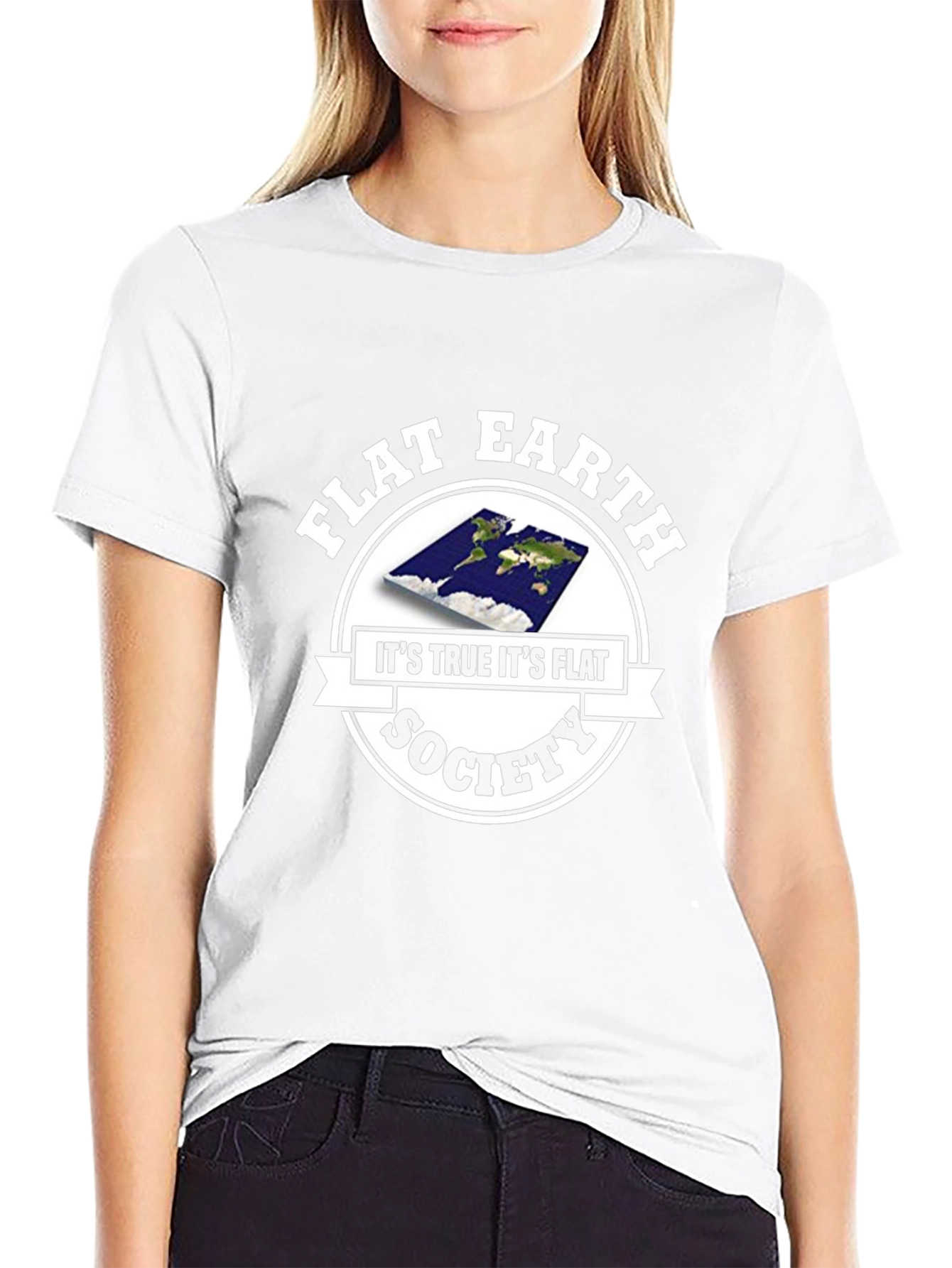 Flat Earth Society Mens Black T-Shirt