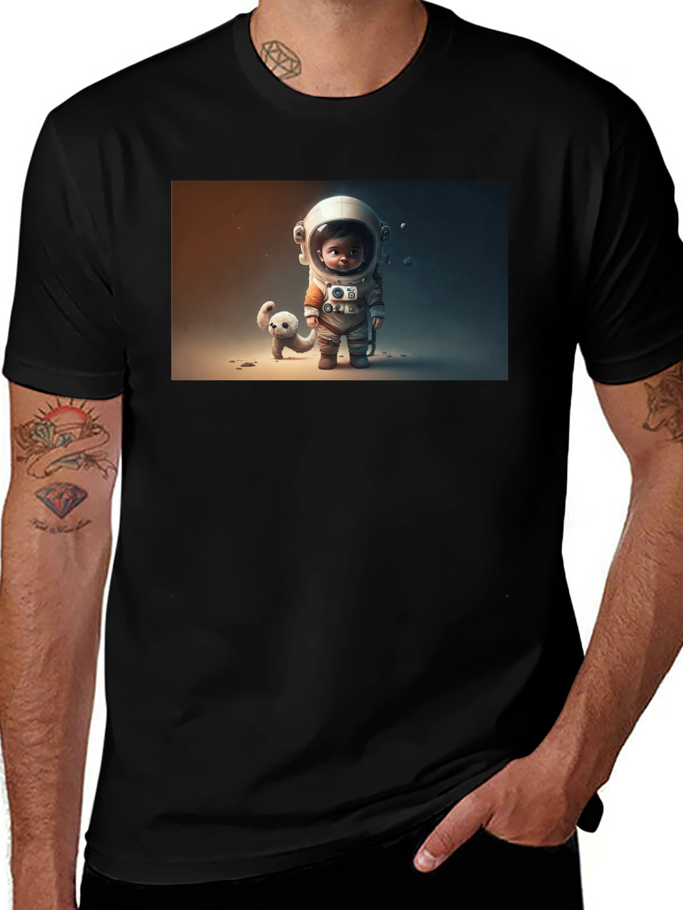Astronaut & Friend Graphic Tee - Black