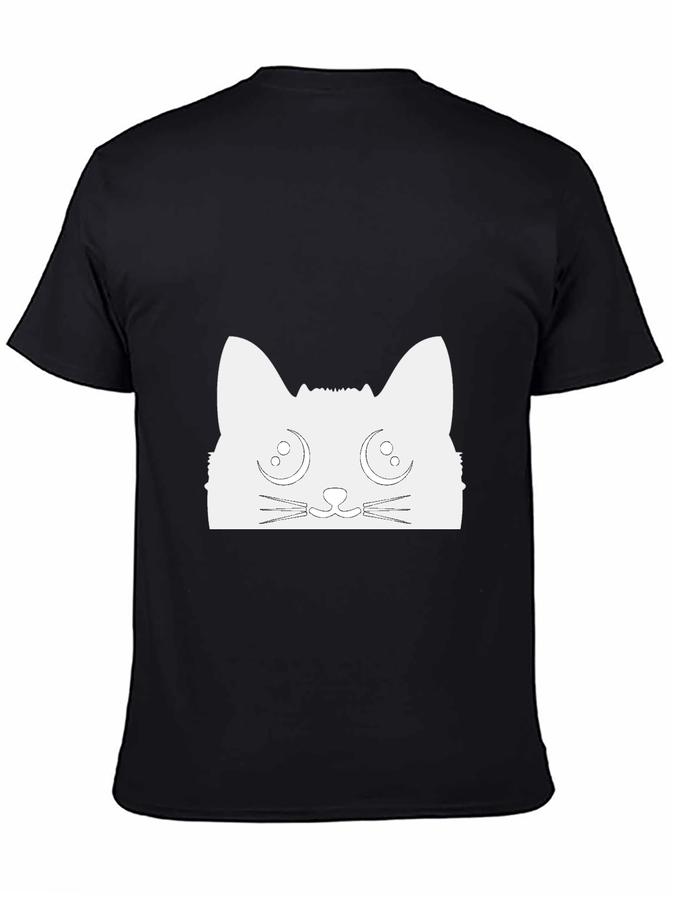 Cute Cat Graphic Tee - Black Cotton T-Shirt