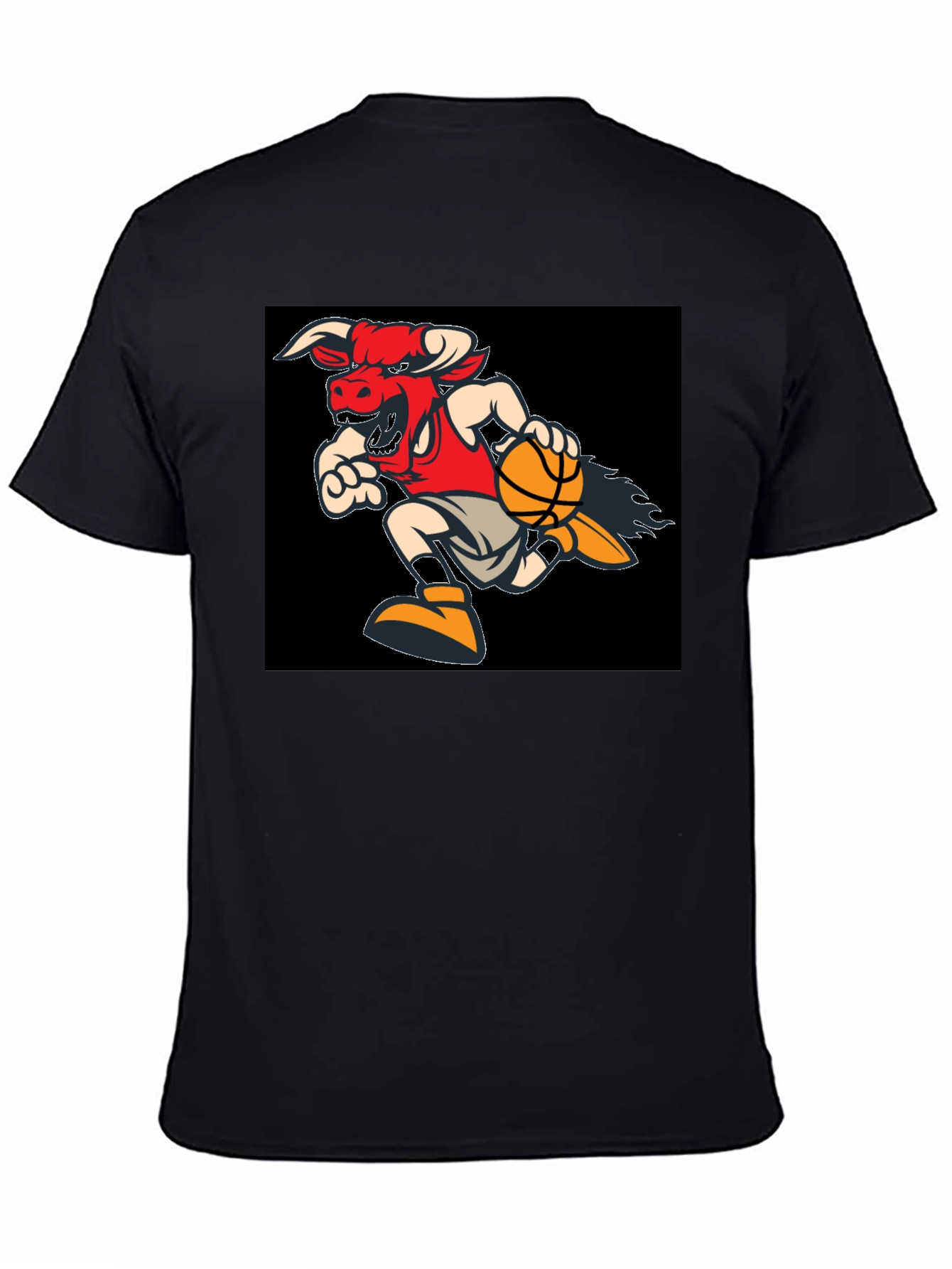 Fiery Bulls Basketball Black T-Shirt