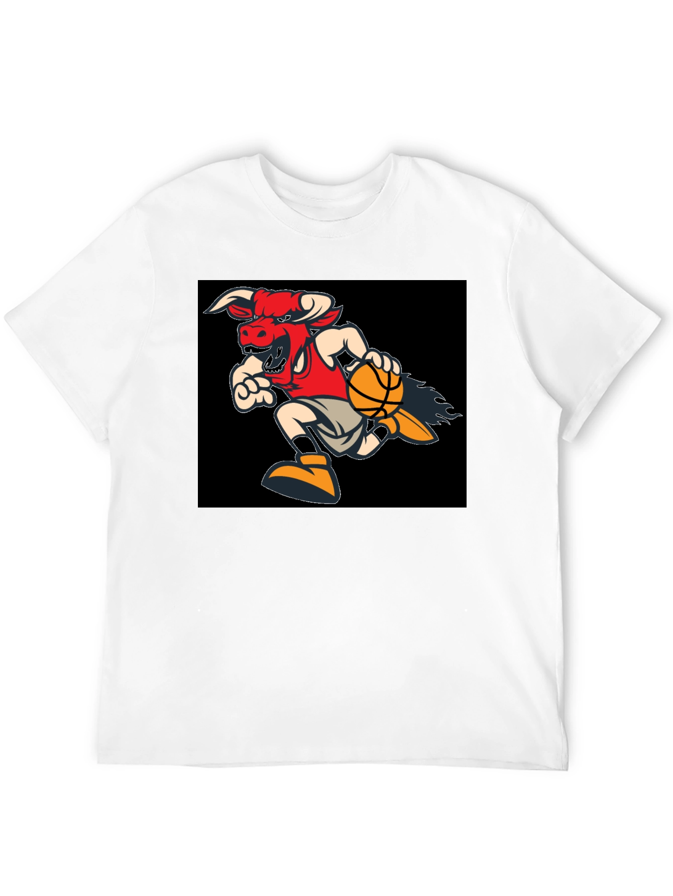 Fiery Bulls Basketball Black T-Shirt