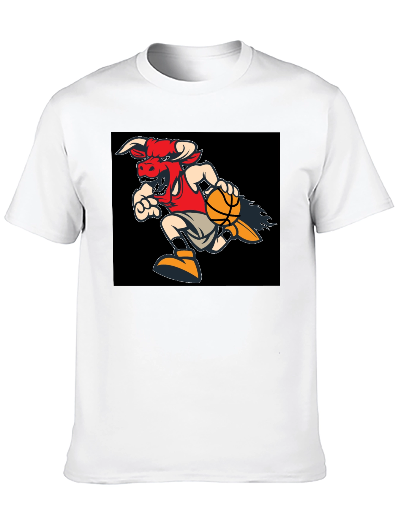 Fiery Bulls Basketball Black T-Shirt