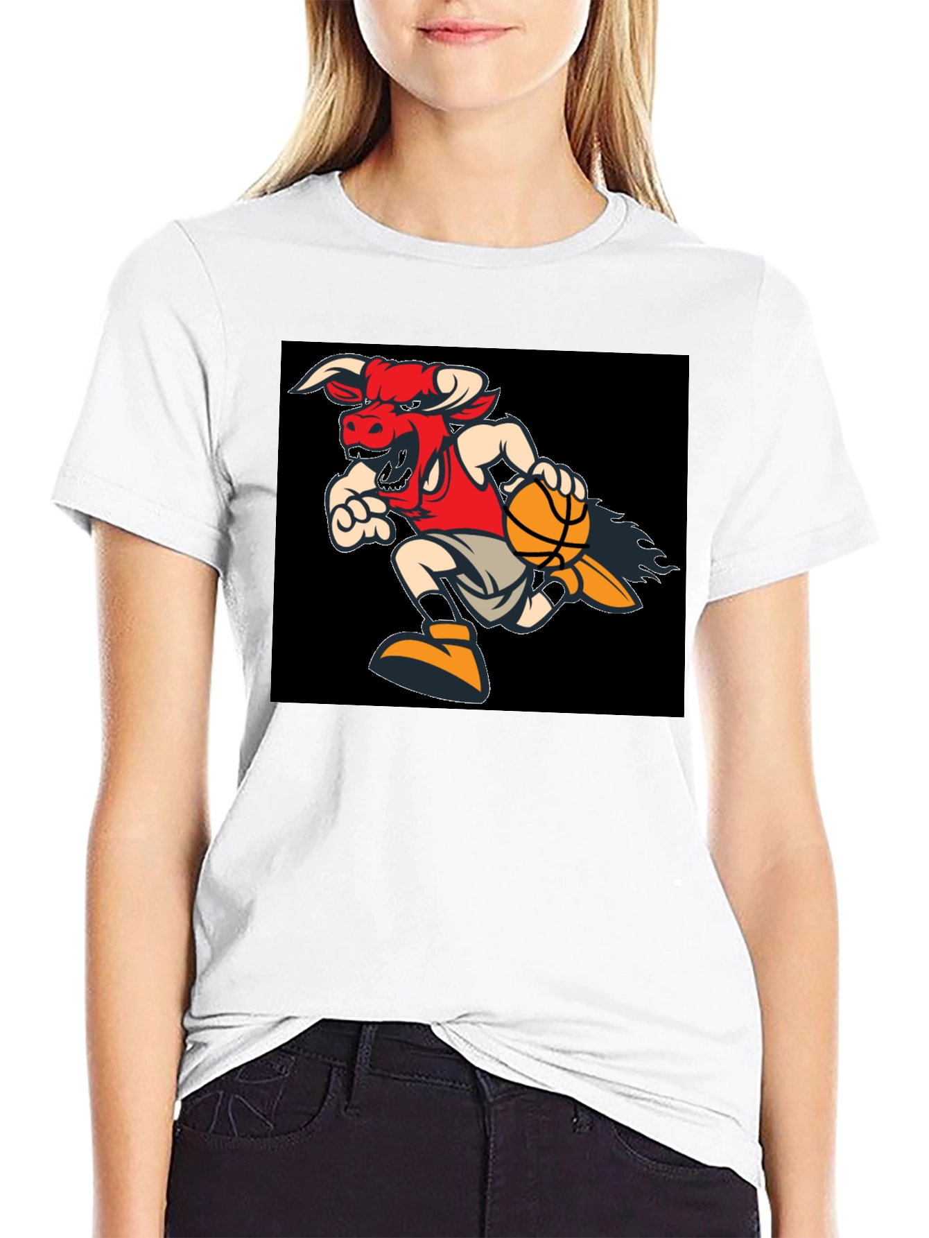 Fiery Bulls Basketball Black T-Shirt