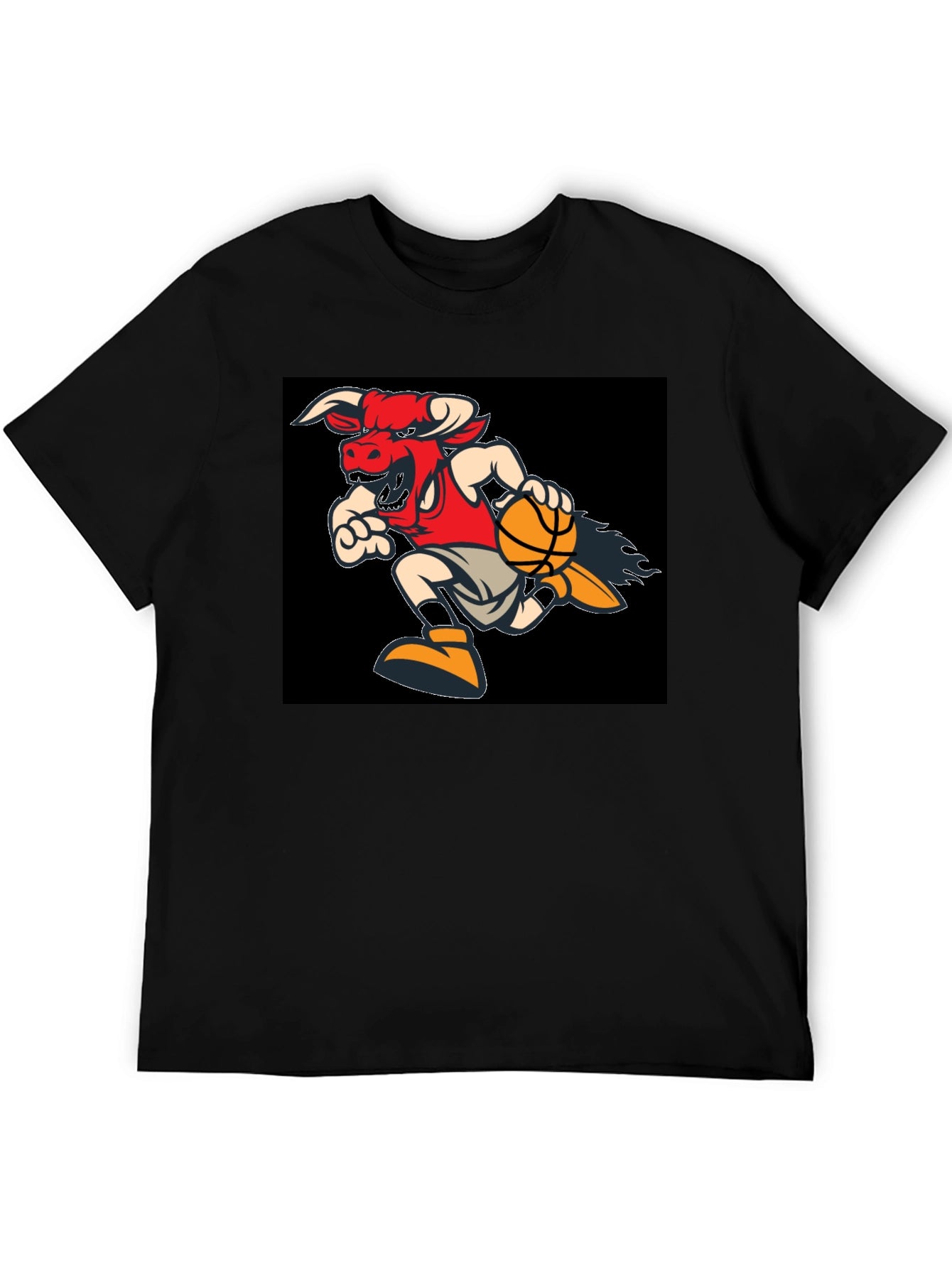 Fiery Bulls Basketball Black T-Shirt