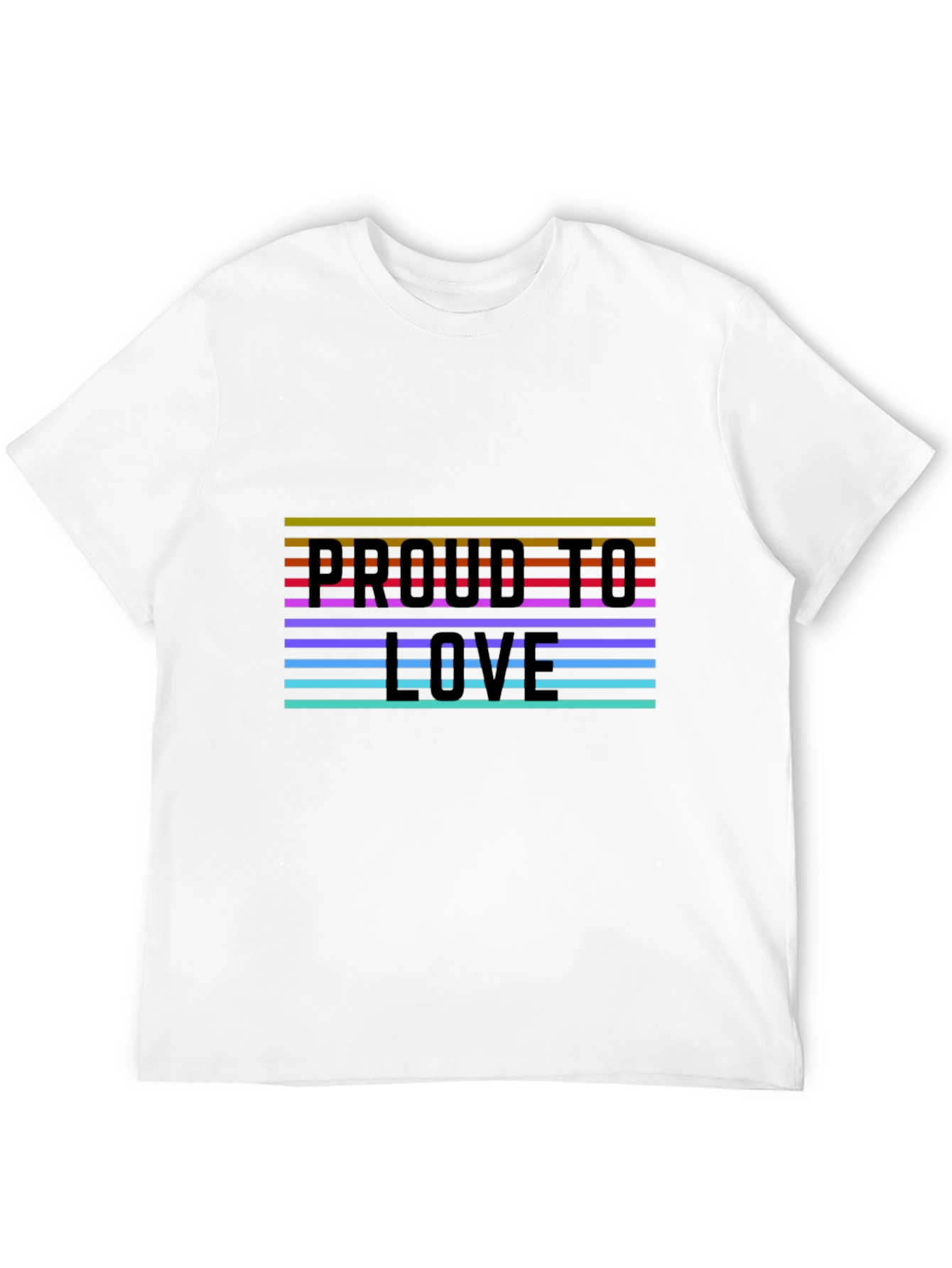 Proud To Love Rainbow Stripe Graphic Tee