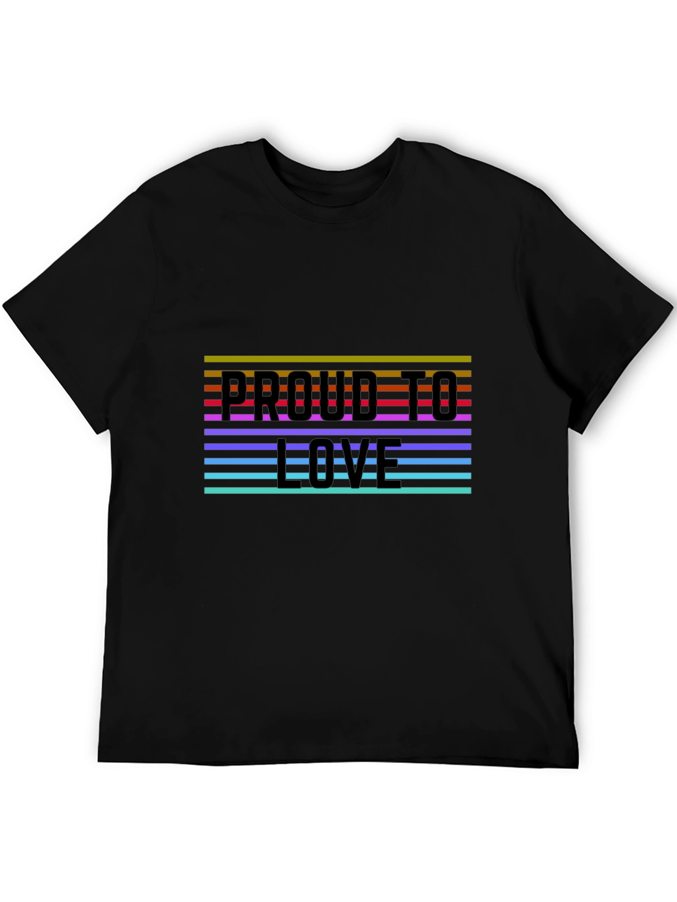 Proud To Love Rainbow Stripe Graphic Tee