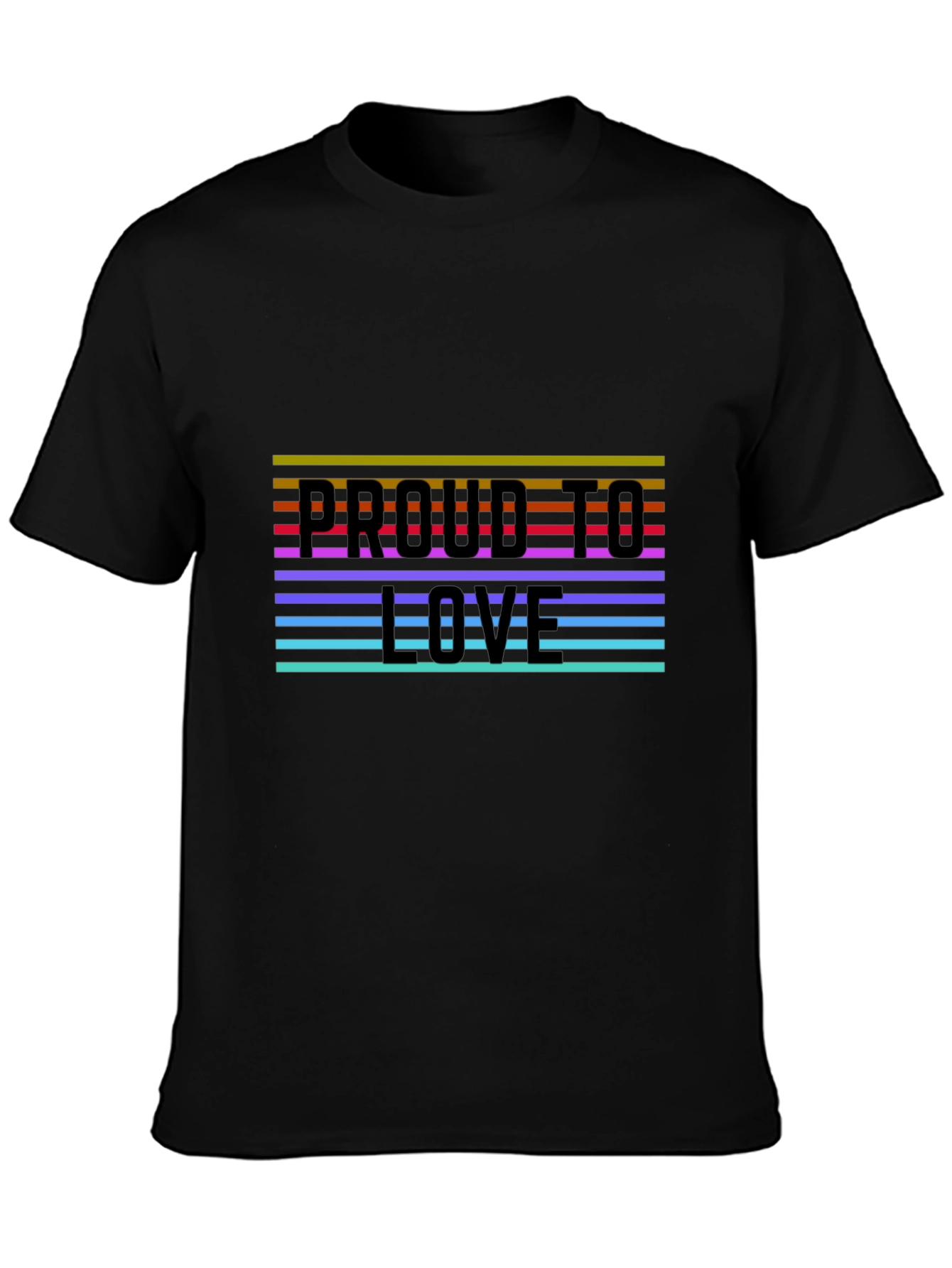 Proud To Love Rainbow Stripe Graphic Tee