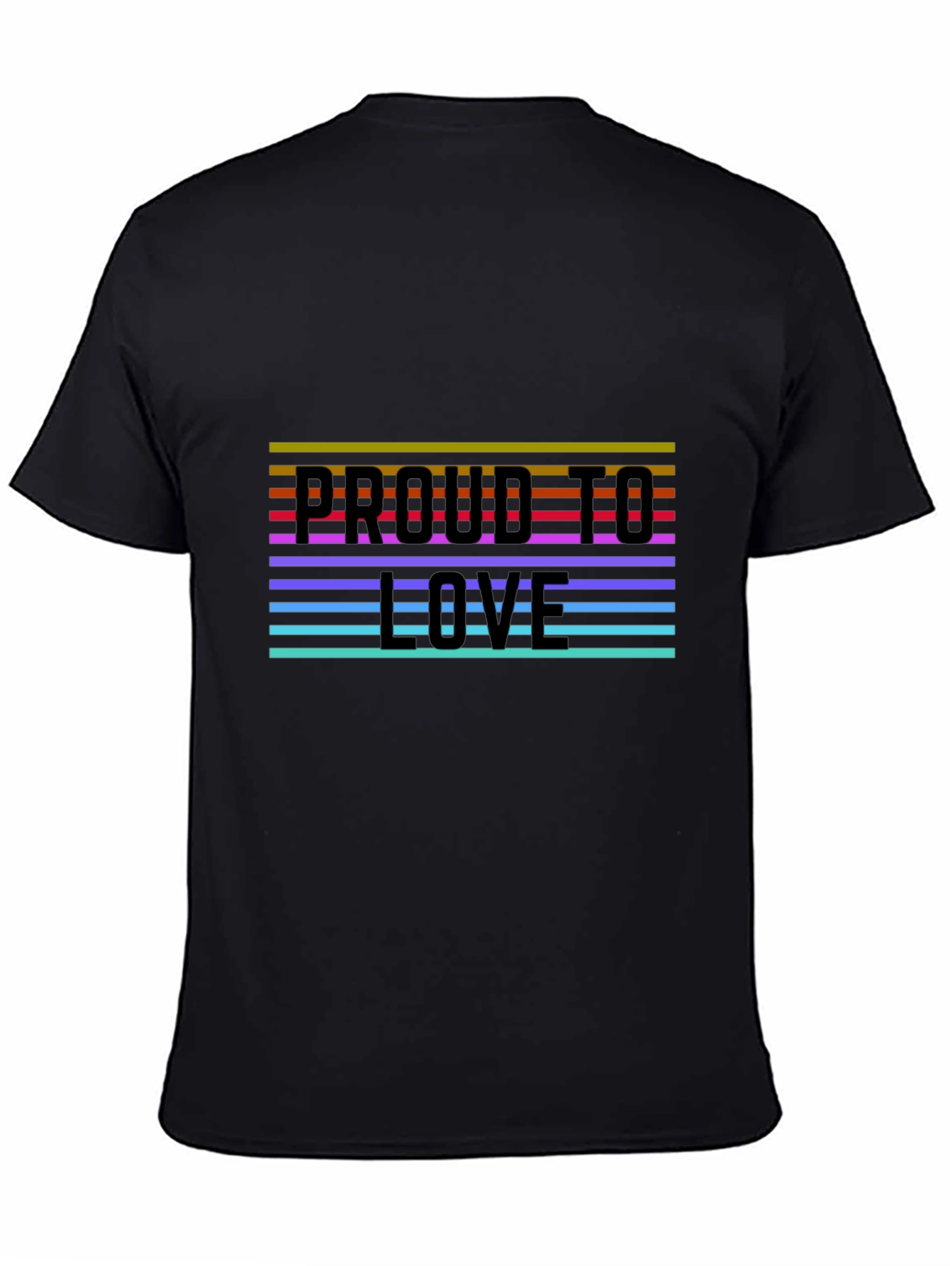 Proud To Love Rainbow Stripe Graphic Tee