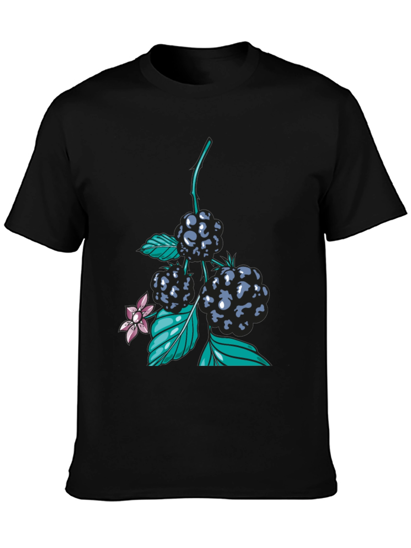 Blackberry Print Black T-Shirt
