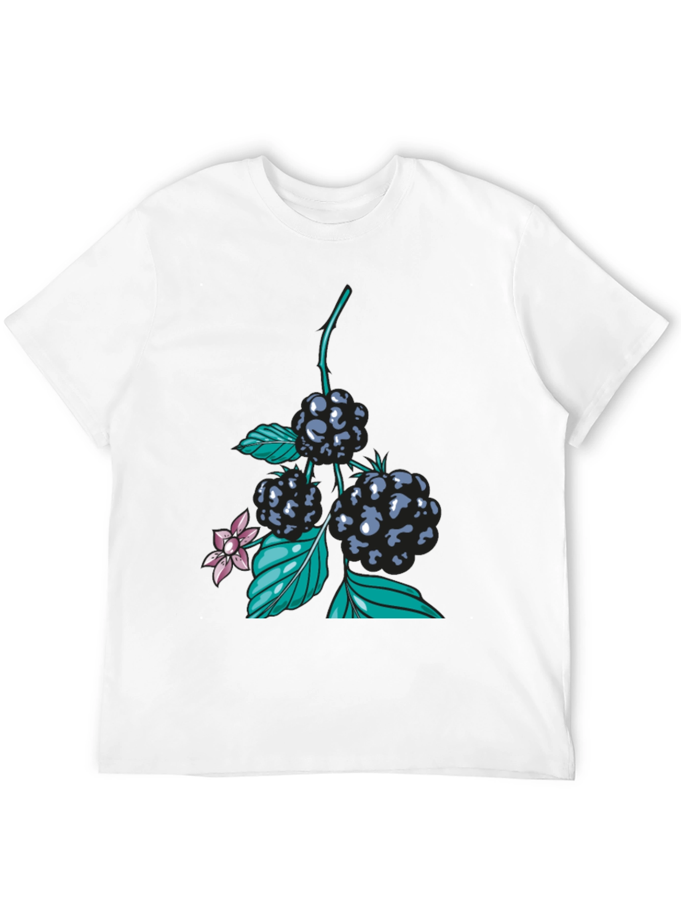 Blackberry Print Black T-Shirt