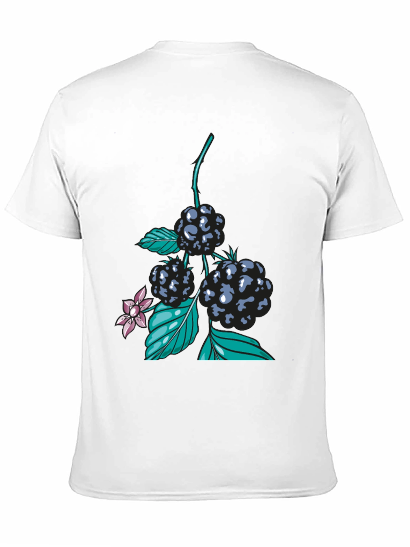 Blackberry Print Black T-Shirt