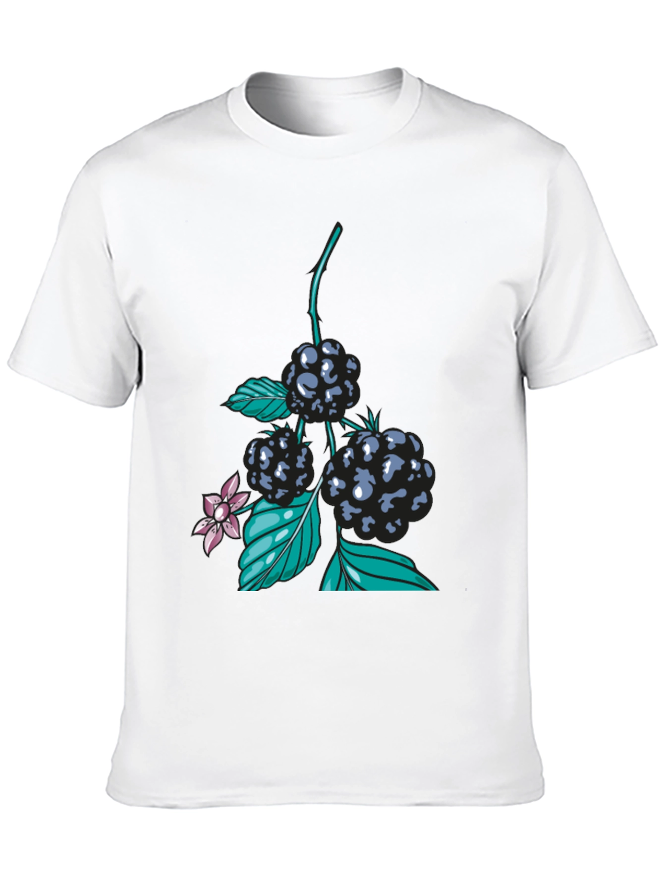 Blackberry Print Black T-Shirt