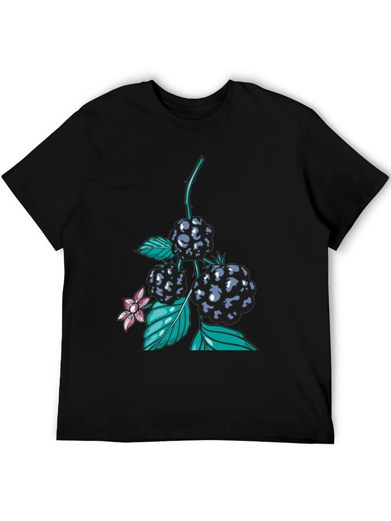 Blackberry Print Black T-Shirt