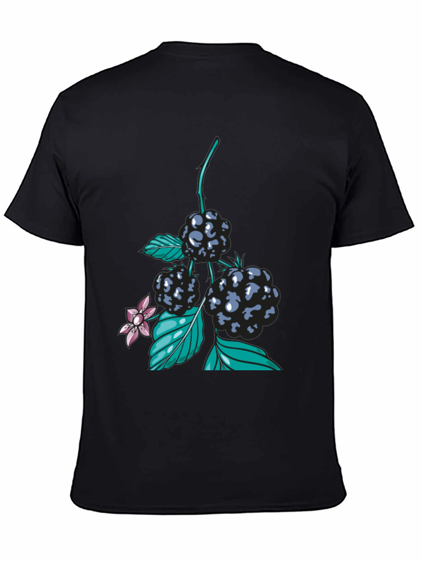 Blackberry Print Black T-Shirt