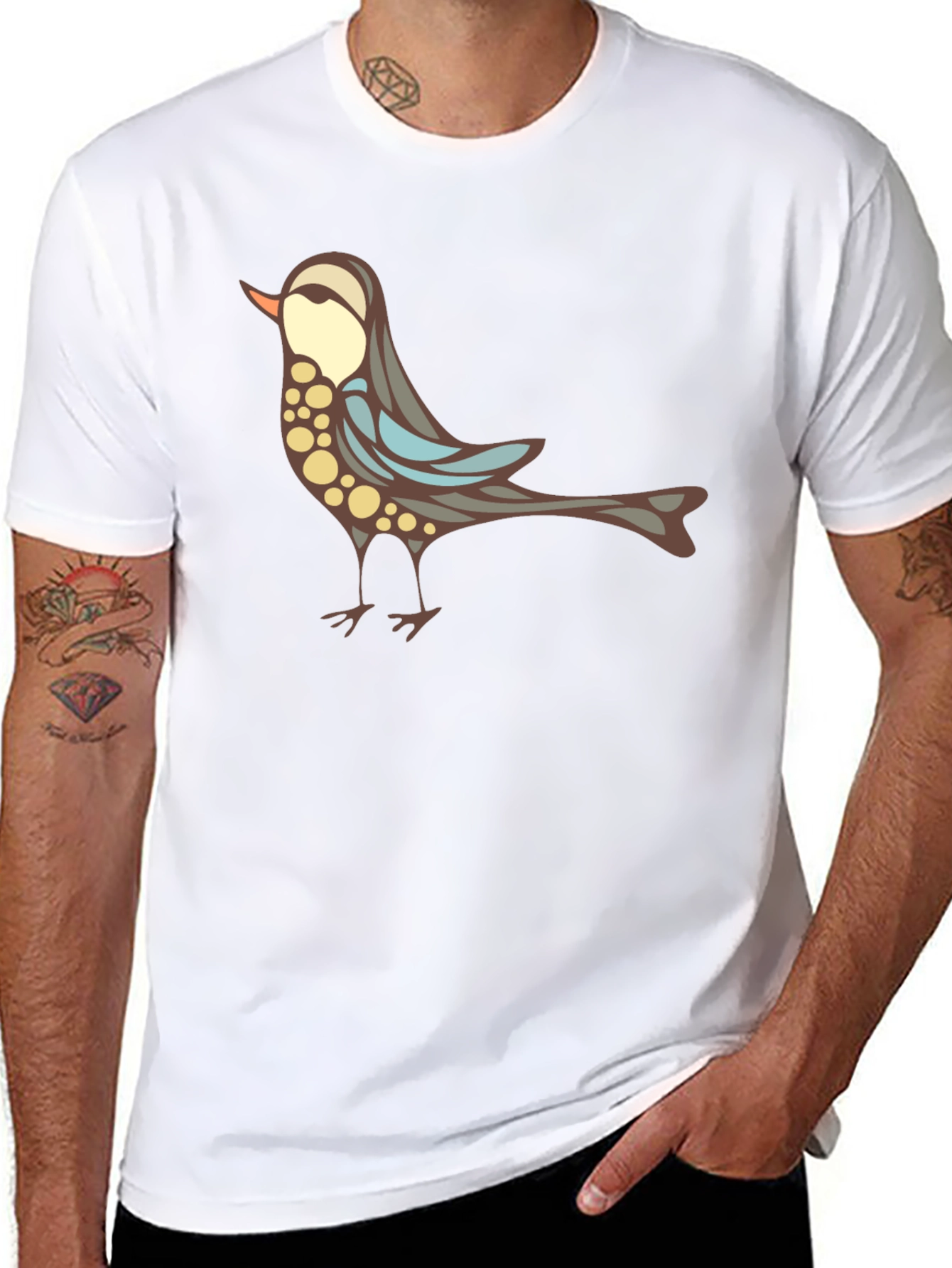 Stylish Bird Graphic Black T-Shirt