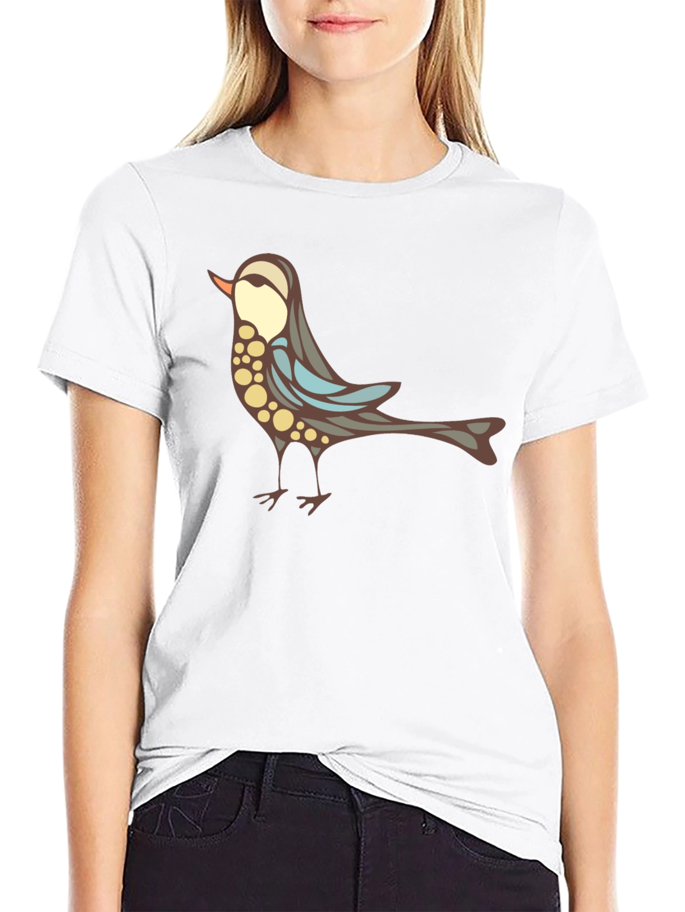 Stylish Bird Graphic Black T-Shirt