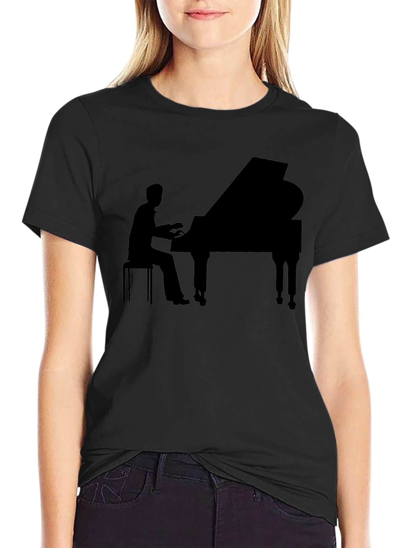 Grand Piano Player Graphic Tee - Black