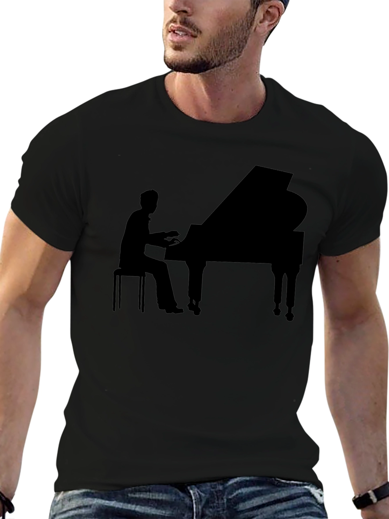 Grand Piano Player Graphic Tee - Black